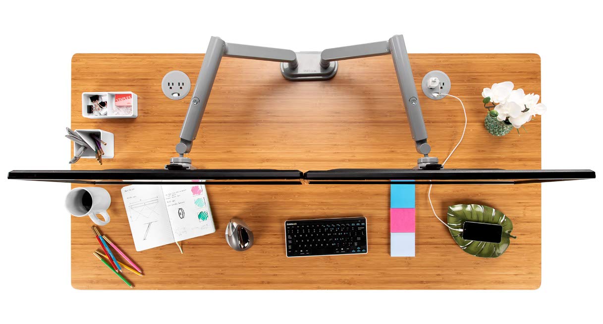 Uplift Desk Zilker Dual Monitor Arm - Adjustable Ergonomic Stand for 13-32 Inch Screens (White) - Perfect for Home Office, Gaming & Workspace Setup