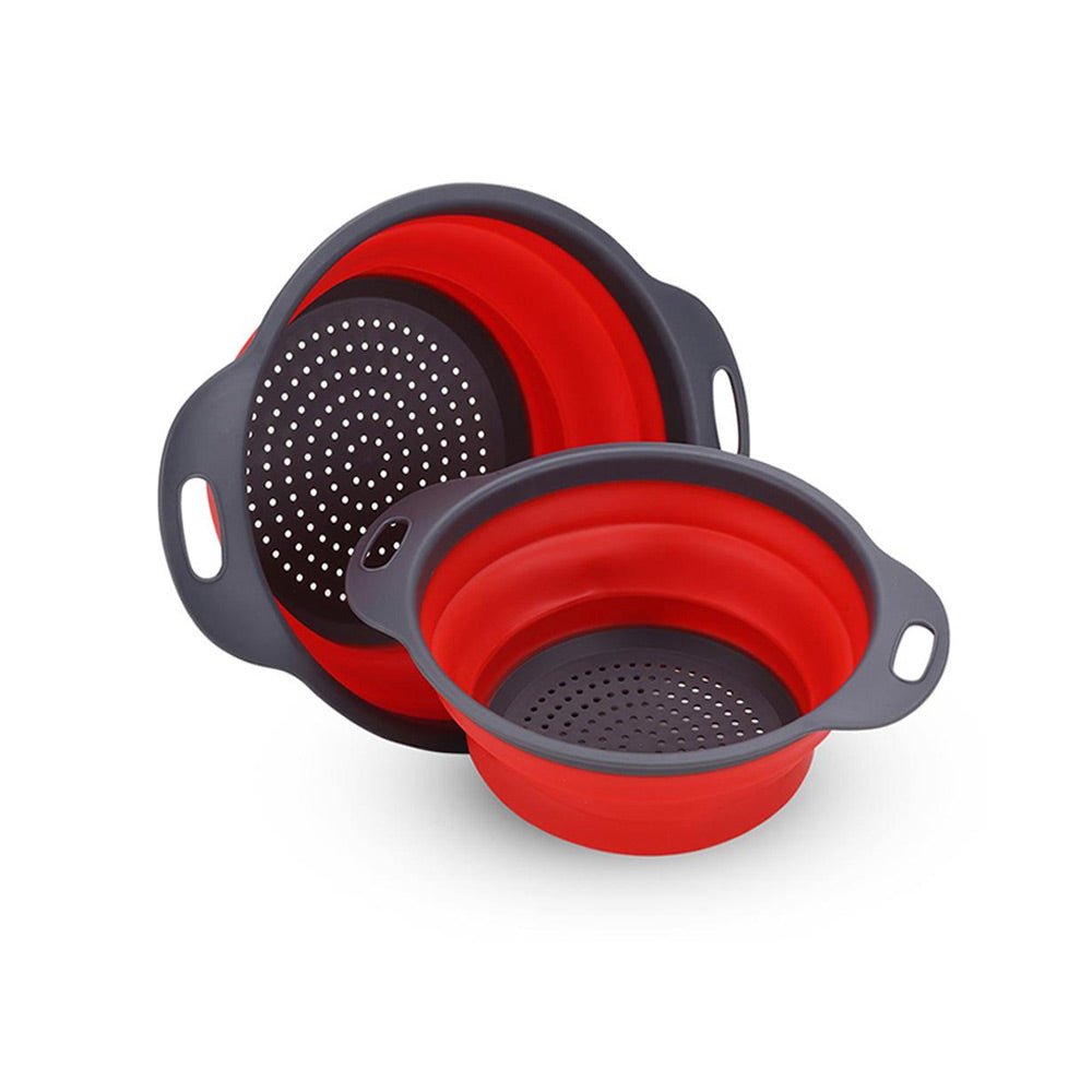 Fox Collapsible Colander Set of 2 - Space Saving Expandable Kitchen Strainer for Pasta, Salad & Vegetables - Perfect for Small Kitchens, Camping & RVs