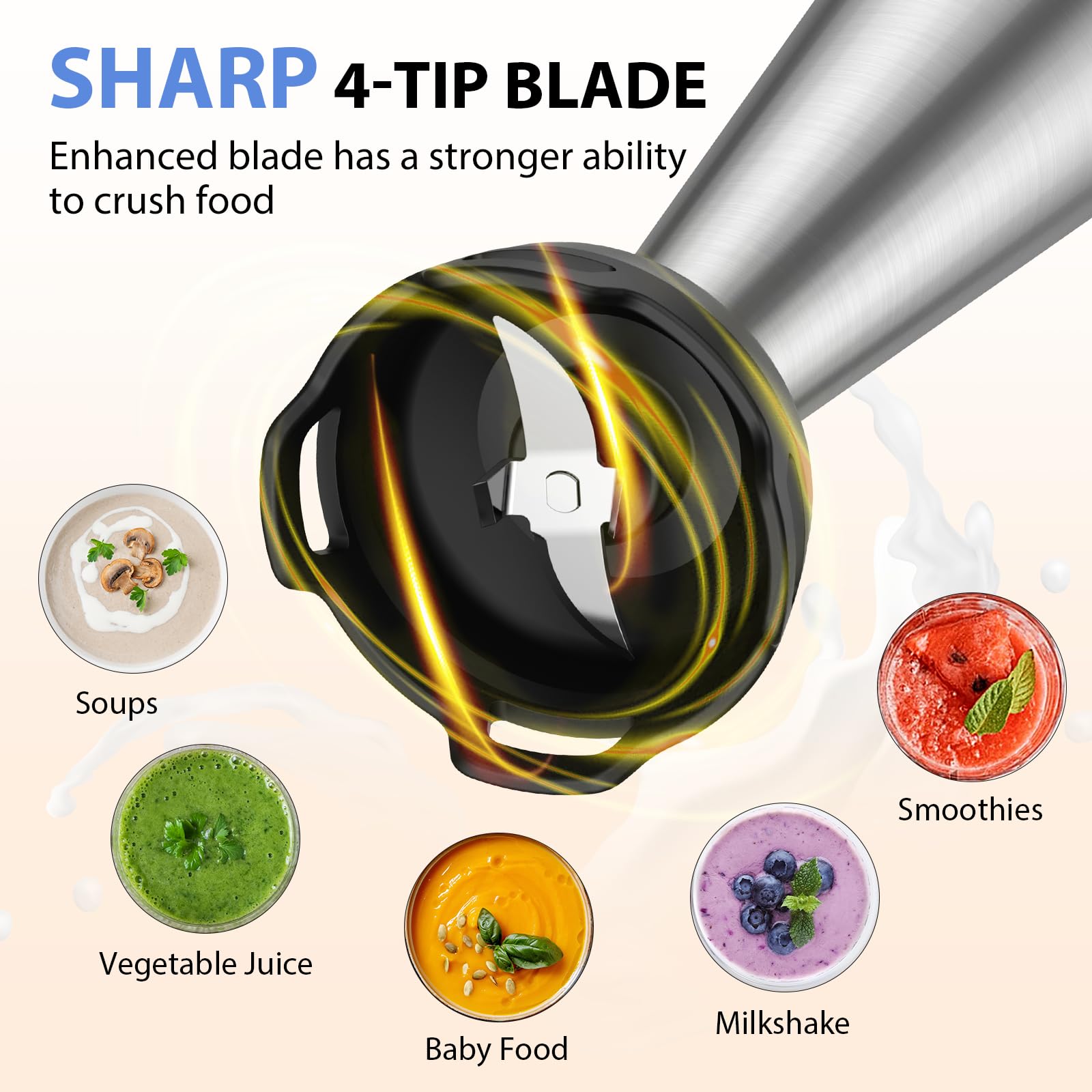KOIOS 1000W 3-in-1 Immersion Hand Blender with 12 Speed Settings & Turbo Mode - Stainless Steel Anti-Scratch Blade, Whisk & Milk Frother - BPA-Free Black Stick Blender for Smoothies, Soups, Baby Food & Baking