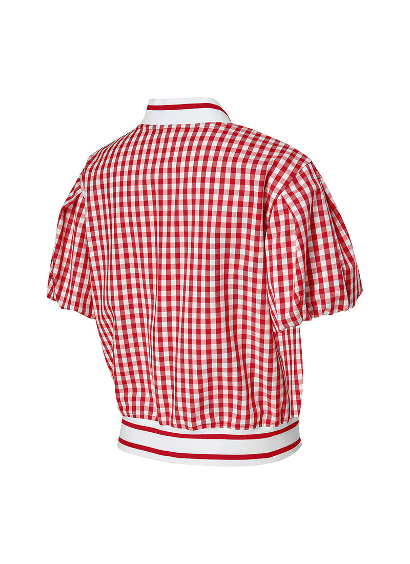 Stylish Check Puff Short Sleeve Jumper for Women - Trendy Plaid Pattern Casual Knit Sweater | Perfect for Fall Layering, Weekend Outfits & Cozy Home Wear
