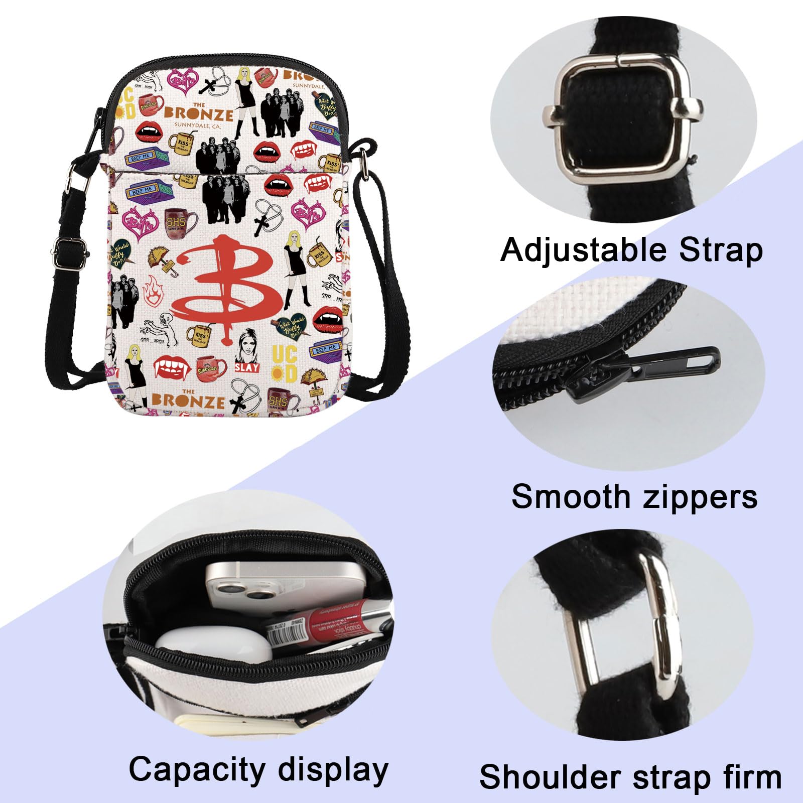 ENSIANTH Gothic Vampire Crossbody Bag - Perfect Gift for Vampire Movie Lovers & Fans - Stylish Vampire Slayer Inspired Messenger Purse - Great for Halloween, Cosplay & Gothic Fashion