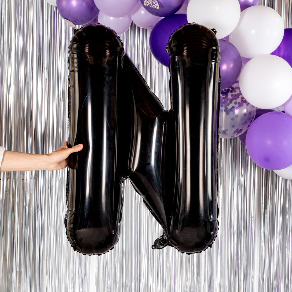 Black Mylar Letter N Balloon - 40 Inch Large Foil Alphabet Balloon for Birthday Party Decorations, Baby Shower, Graduation & Special Events (1 Count)