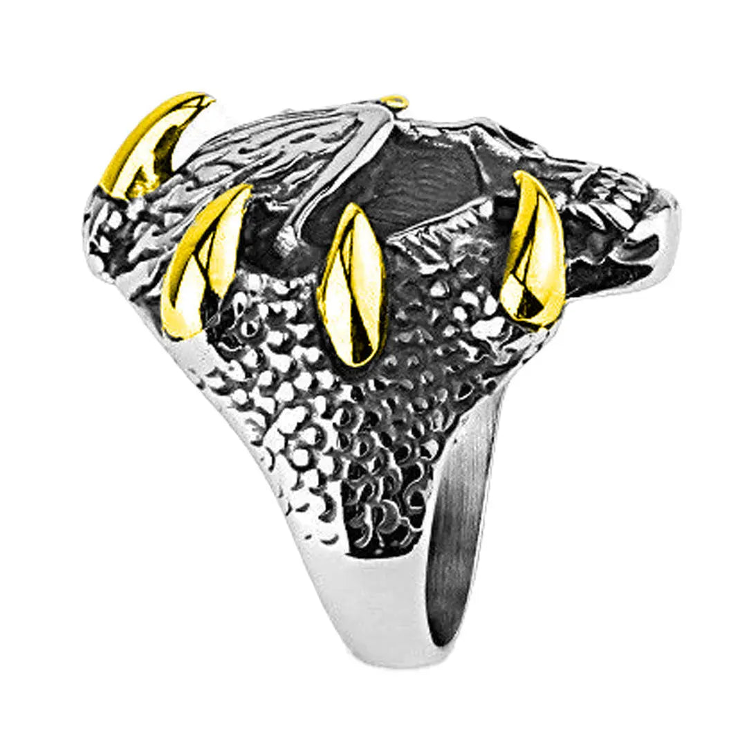GoSteel Men's Dragon Claws and Skull Ring - Gothic Punk Jewelry for Men, Stainless Steel Band - Perfect for Halloween, Cosplay, and Biker Fashion