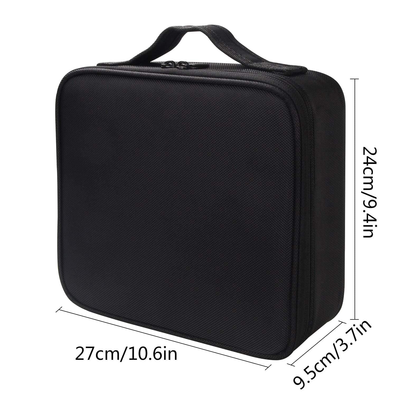 Portable Cosmetic Makeup Bag Organizer with Adjustable Compartments - Travel Makeup Case for Brushes, Hair Tools & Toiletries | Perfect for Women's Travel, Gym & Daily Use (Black)