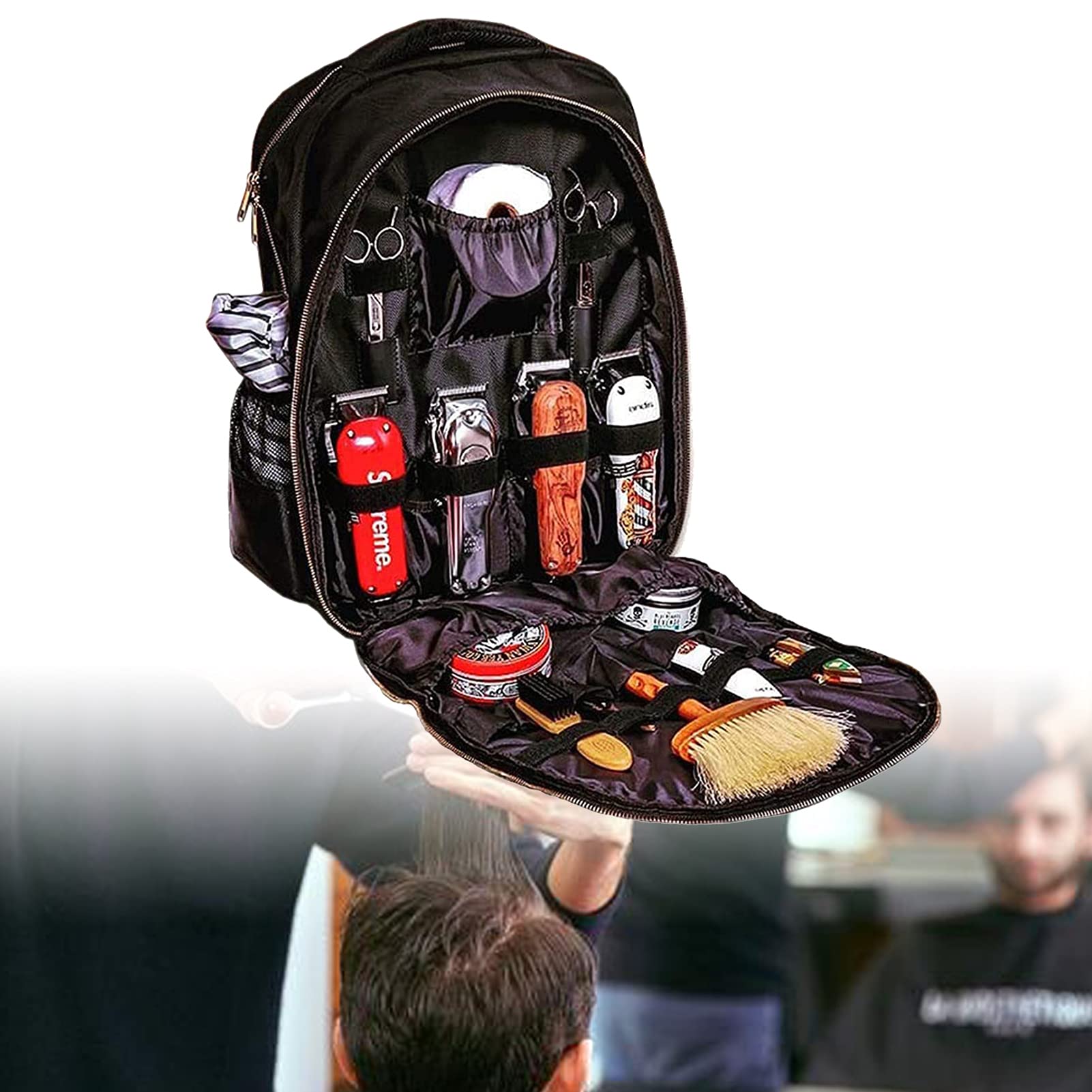 Professional Barber Tool Bag - Travel Hair Stylist Organizer for Clippers & Supplies | Durable Black Multifunction Backpack for Salon & Mobile Barbers | Perfect for Barber Shop, Home Use & On-the-Go Styling
