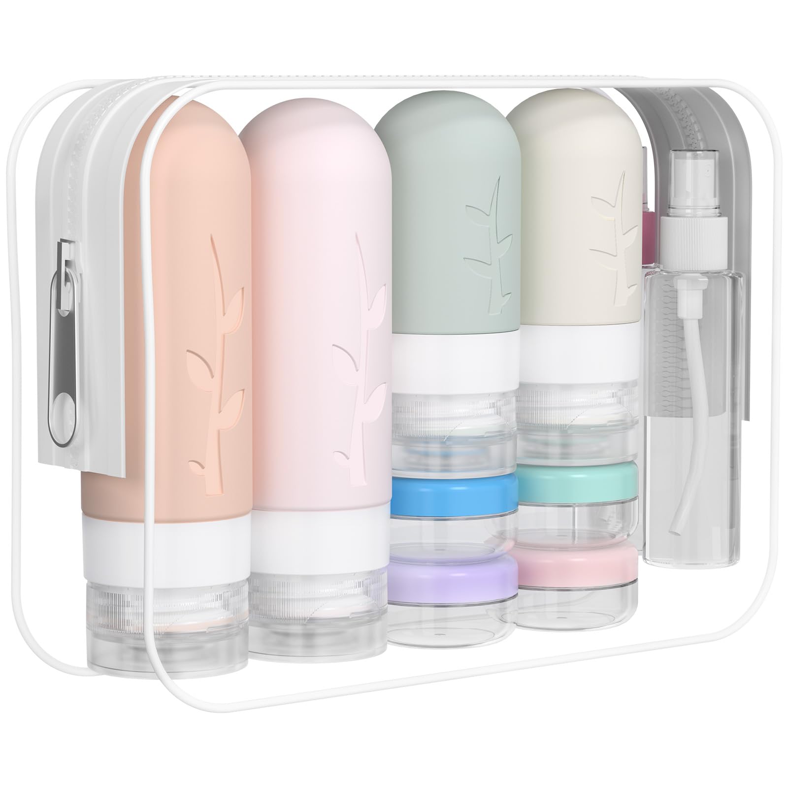 16 Pack Travel Bottles Set - TSA Approved Leak Proof Silicone Squeezable Containers for Toiletries, Shampoo, Conditioner & Body Wash | Portable Cosmetic Containers for Airplane, Gym & Vacation | BPA Free & Reusable (16pcs)