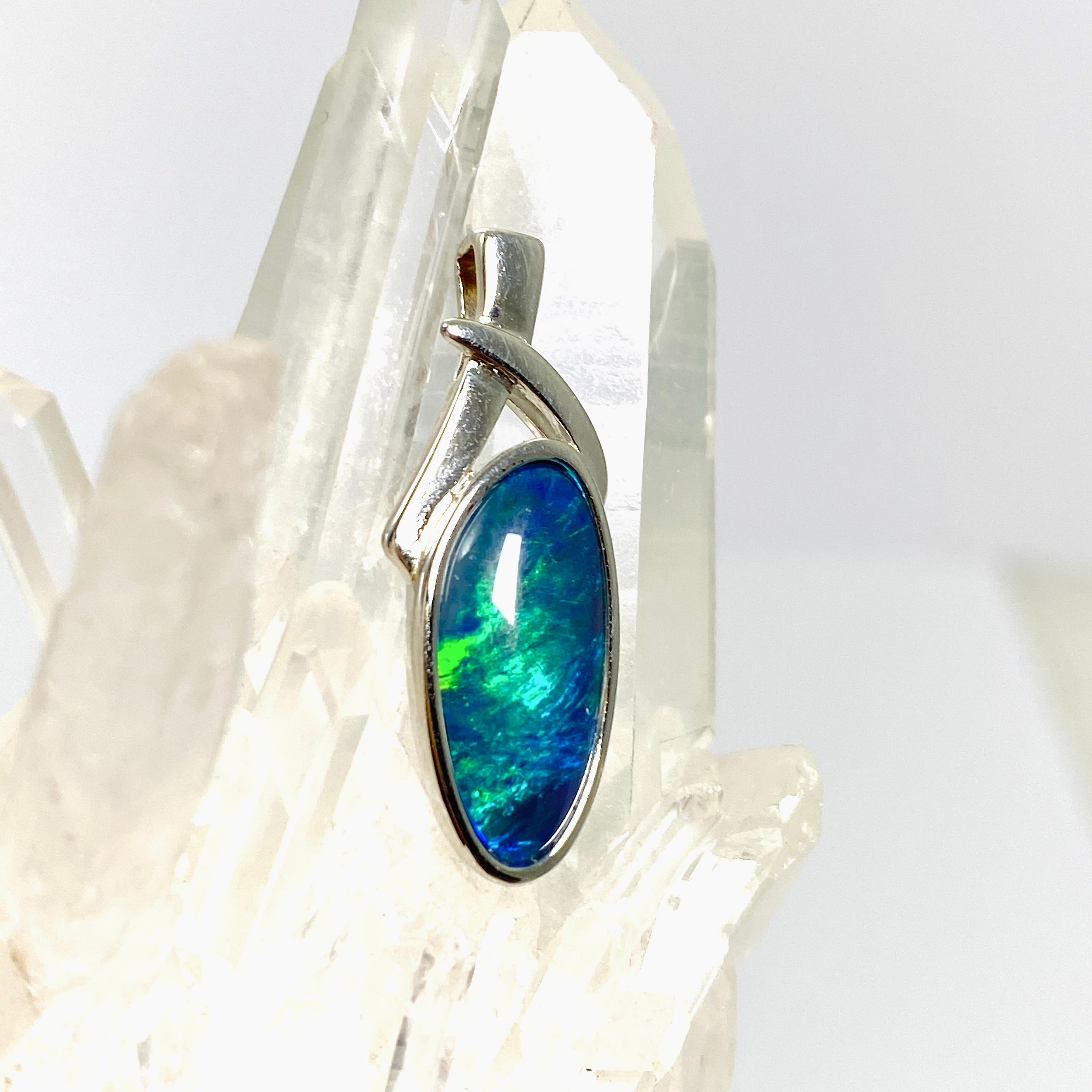 Australian Opal Triplet Freeform Cabochon Pendant in Decorative Sterling Silver Setting - GPJ17 | Elegant Jewelry for Women, Gift for Her, Birthday & Anniversary Present
