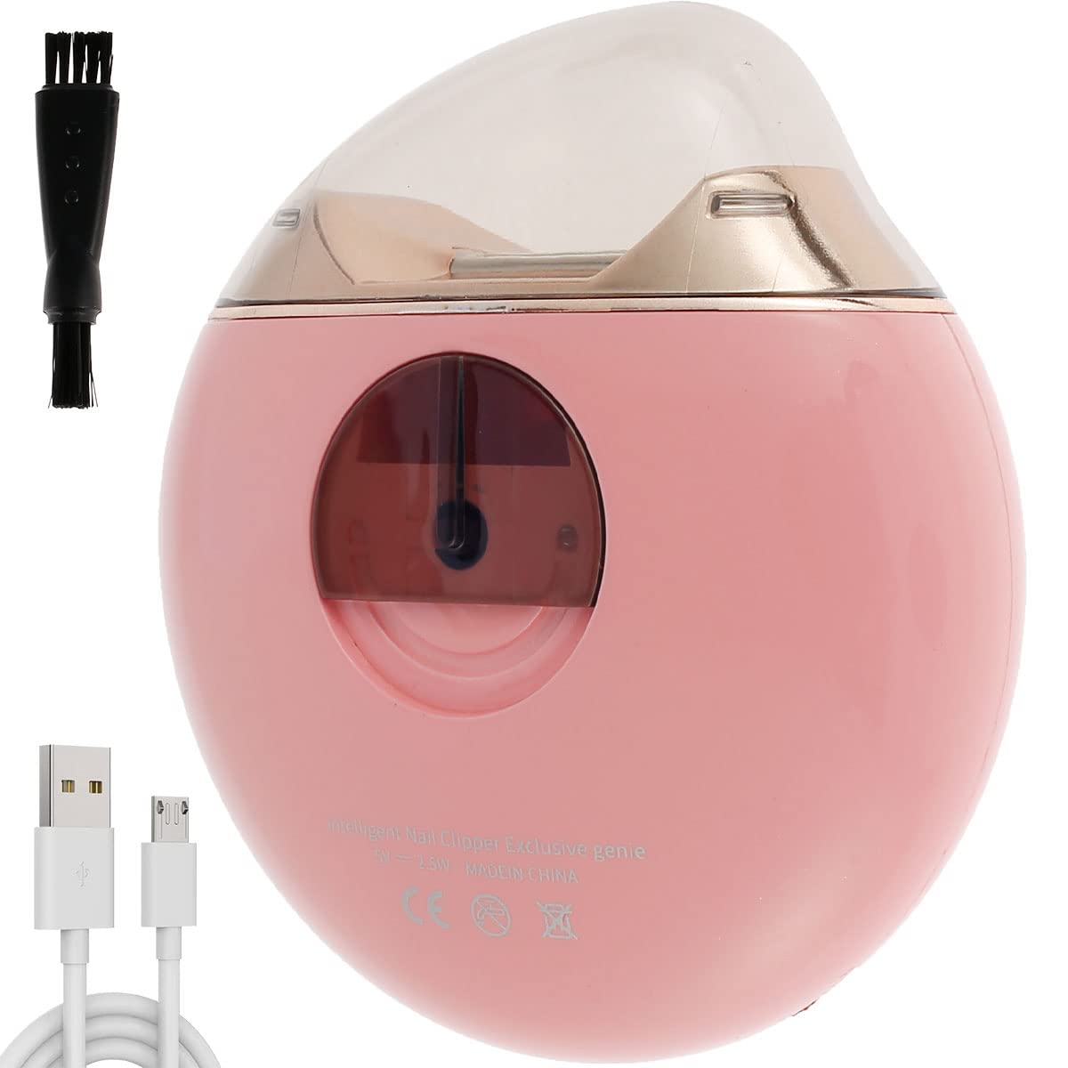 Electric Nail Clipper Automatic - Safe Nail Trimmer & Filer for Fingernails & Toenails with Cleaning Brush - Perfect for Manicure, Adults & Elderly (Pink) - Ideal for Home, Travel & Salon Use