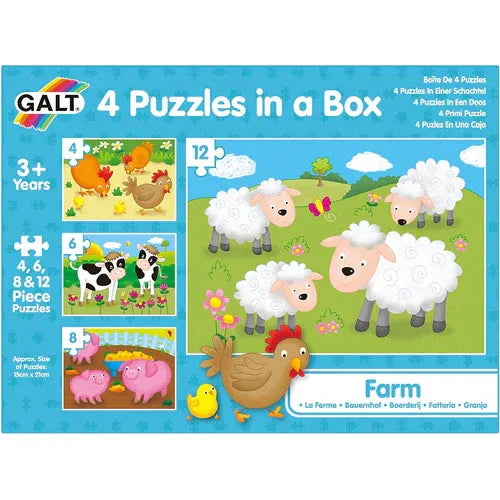 4-in-1 Farm Animal Jigsaw Puzzles Set for Kids - Educational Wooden Toddler Puzzles with Farm Animals, Tractor, Barn | Perfect for Preschool Learning, Birthday Gifts & Family Game Night