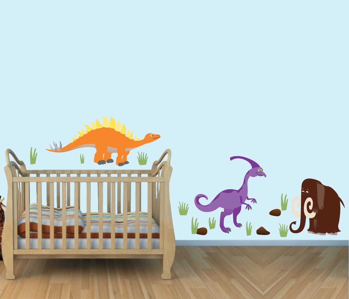 Colorful Stegosaurus Dinosaur Wall Decals - Large Fabric Wall Stickers for Kids Room Decor | Nursery, Playroom & Bedroom Wall Art