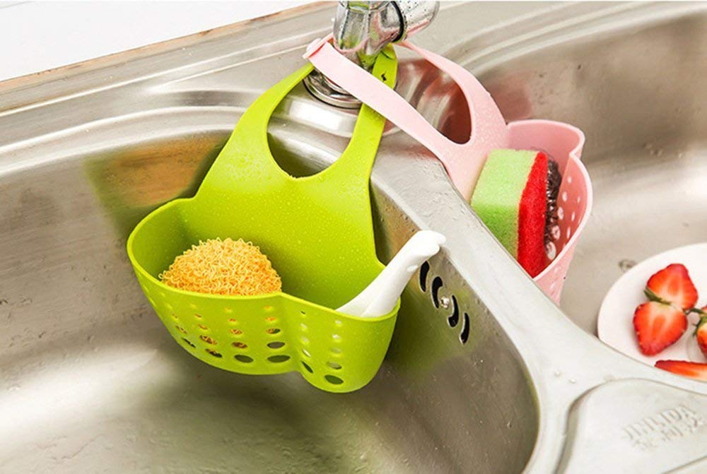 K Kudos Enterprise Multicolor Kitchen & Bathroom Sponge Soap Holder - Water Draining Hanging Plastic Organizer (2 Pack) - Perfect for Sink, Shower & Dishwashing Areas