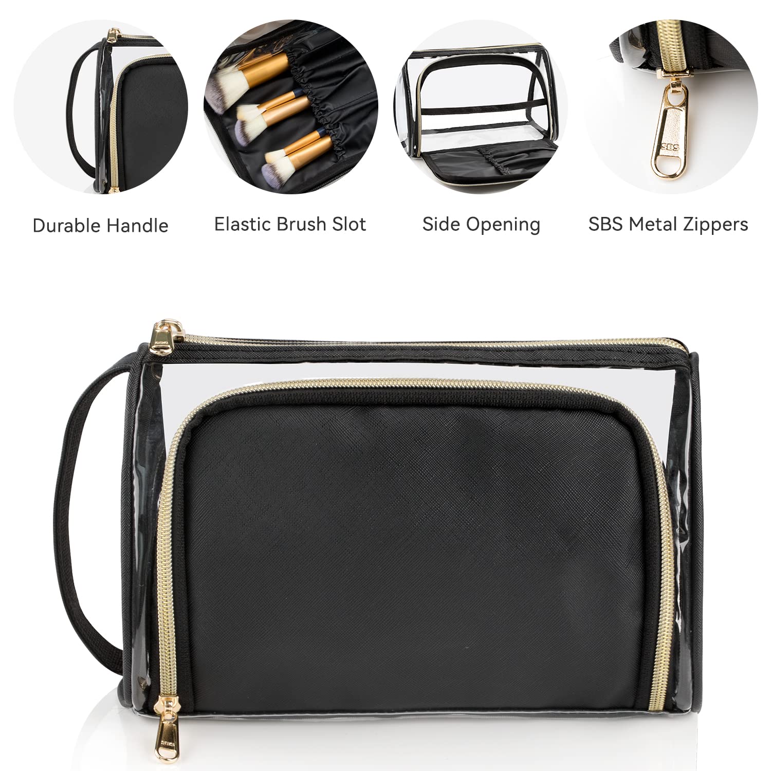 CUBETASTIC Clear Makeup Bag - TSA Approved Transparent Toiletry Travel Organizer with Compartments | Perfect for Cosmetics, Skincare & Travel Essentials | Ideal for Airports, Gyms & Daily Use