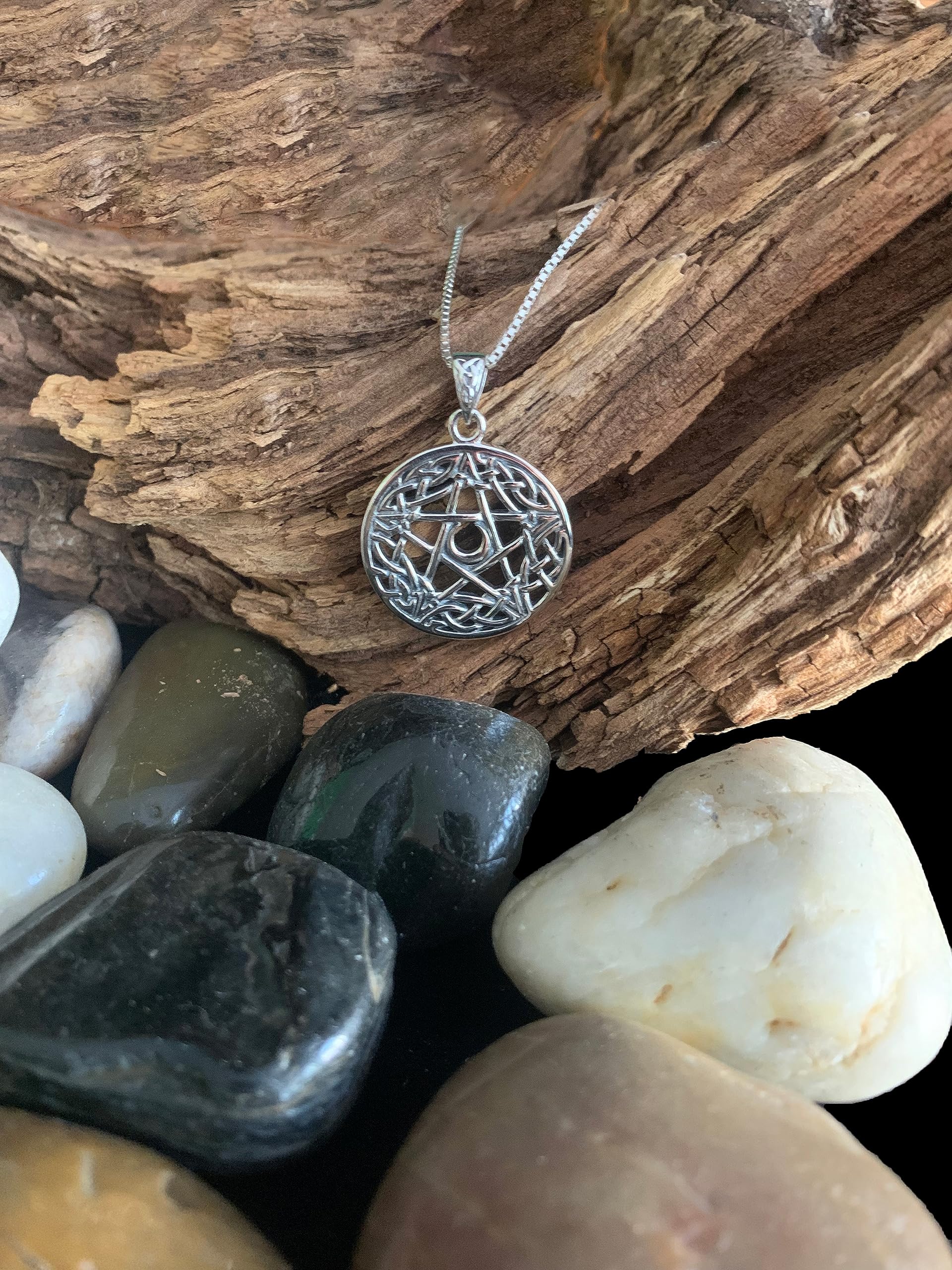 Celtic Pentacle Star Protection Sterling Silver Pendant Necklace 18