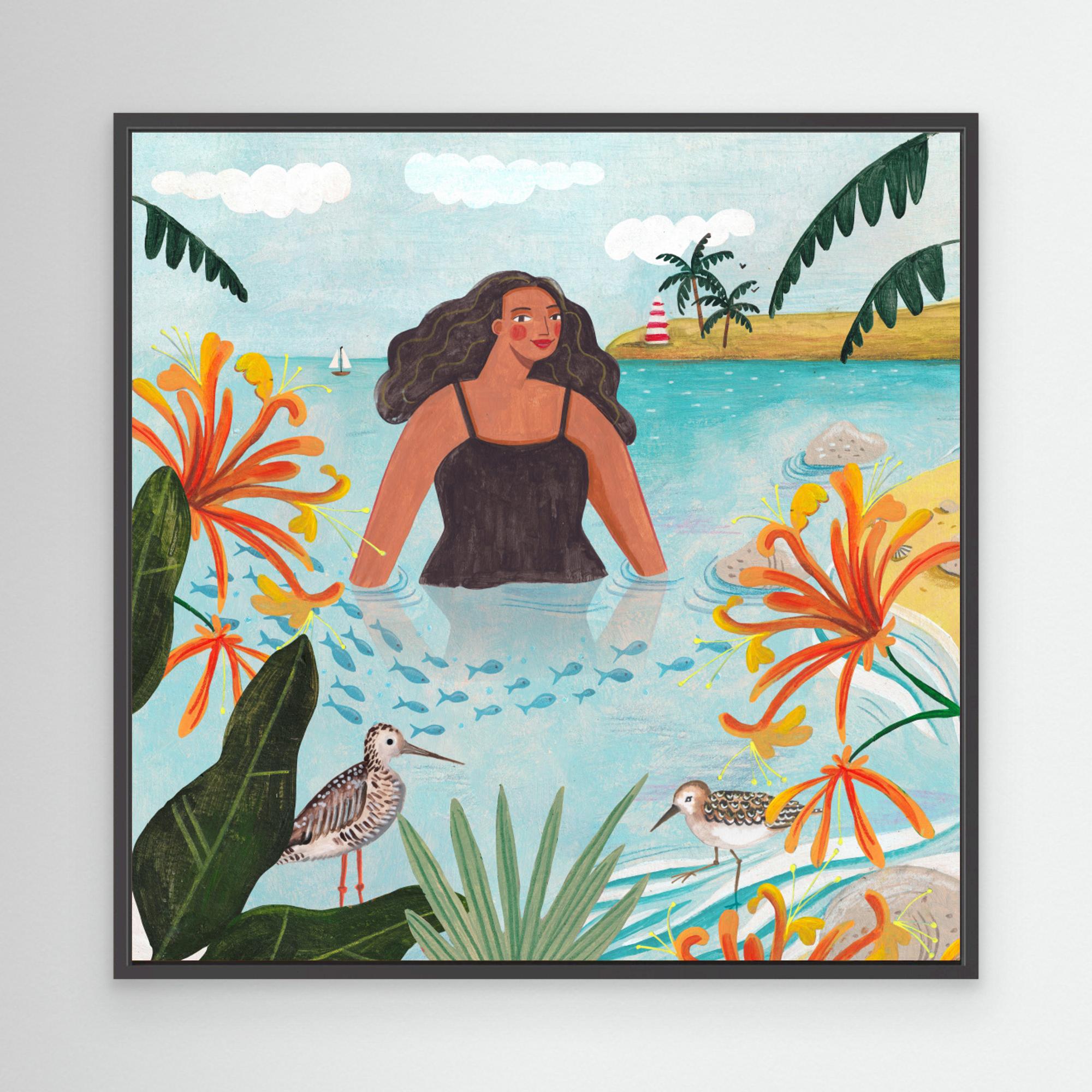 Caroline Bonne Müller 'Walking in the Sea' Canvas Art Print - Coastal Wall Decor for Beach House, Living Room & Bedroom
