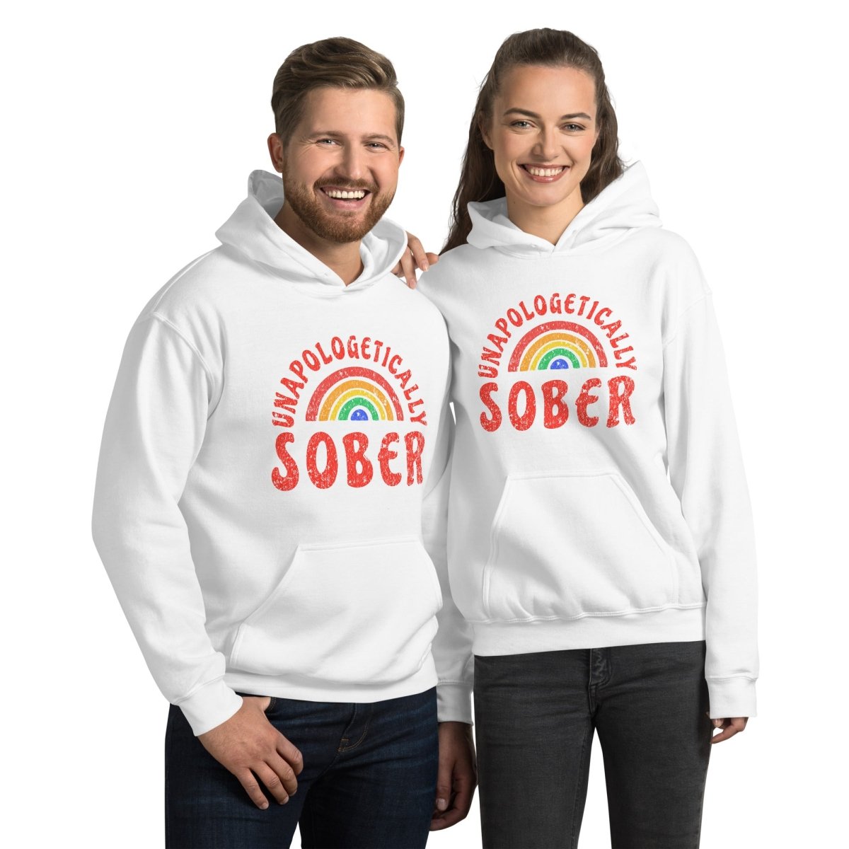 Unapologetically Sober Rainbow Pride Unisex Hoodie - LGBTQ+ Ally Apparel for Sober Celebrations & Pride Events
