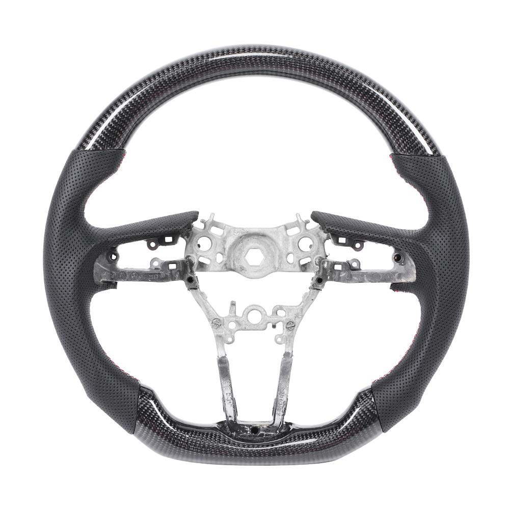 ANGGREK Carbon Fiber & Nappa Perforated Leather Steering Wheel with Red/White Stitching - Replacement for BMW 3 Series/6 Series (2019-2020) - Premium Car Modification Accessory for Enhanced Driving Comfort & Sporty Look