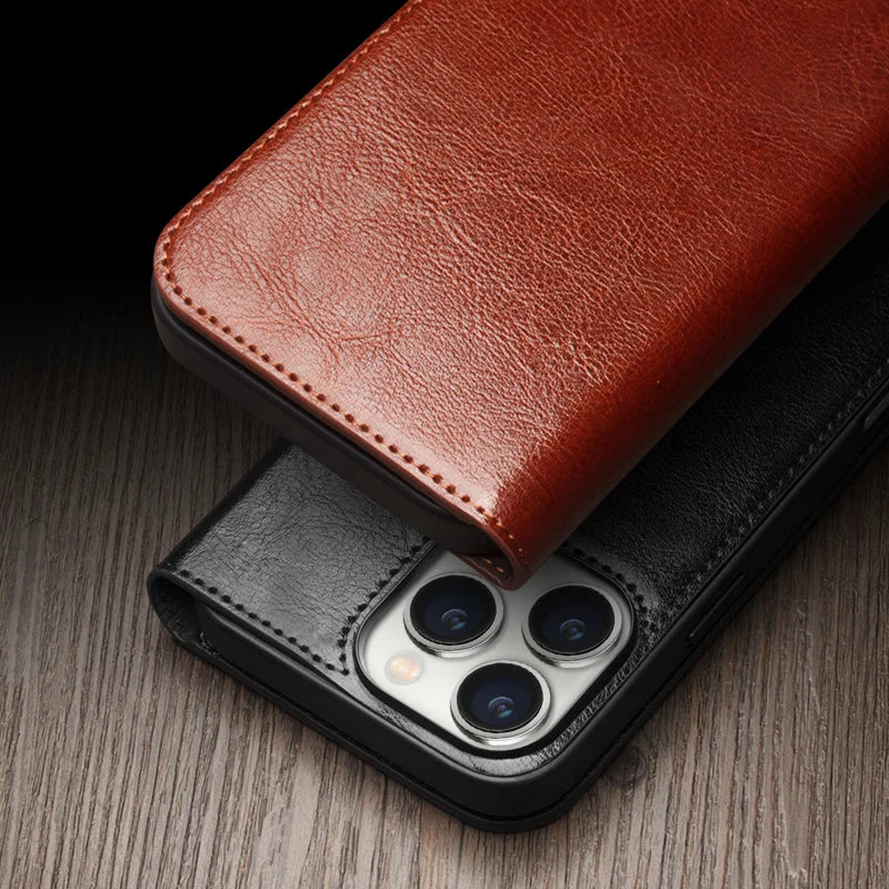 QIALINO Genuine Leather Case for iPhone 16 Pro - Premium Protective Cover with Slim Fit | Perfect for Business, Travel & Everyday Use