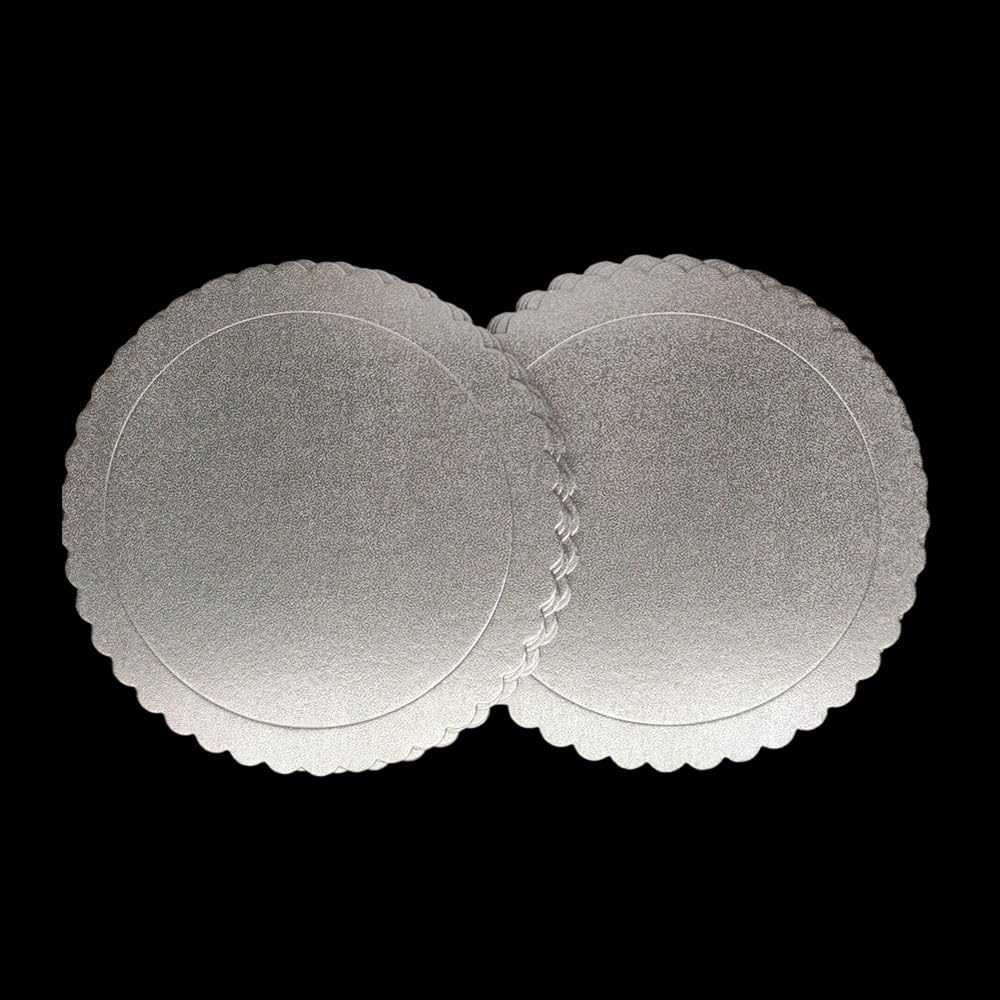Jilukibo 10 Inch Disposable Round Cake Boards - 10 Pack Grease Proof Silver Cardboard Cake Base for Pizza, Cake Decorating & Stand - Perfect for Birthday Parties, Weddings & Bakery Use
