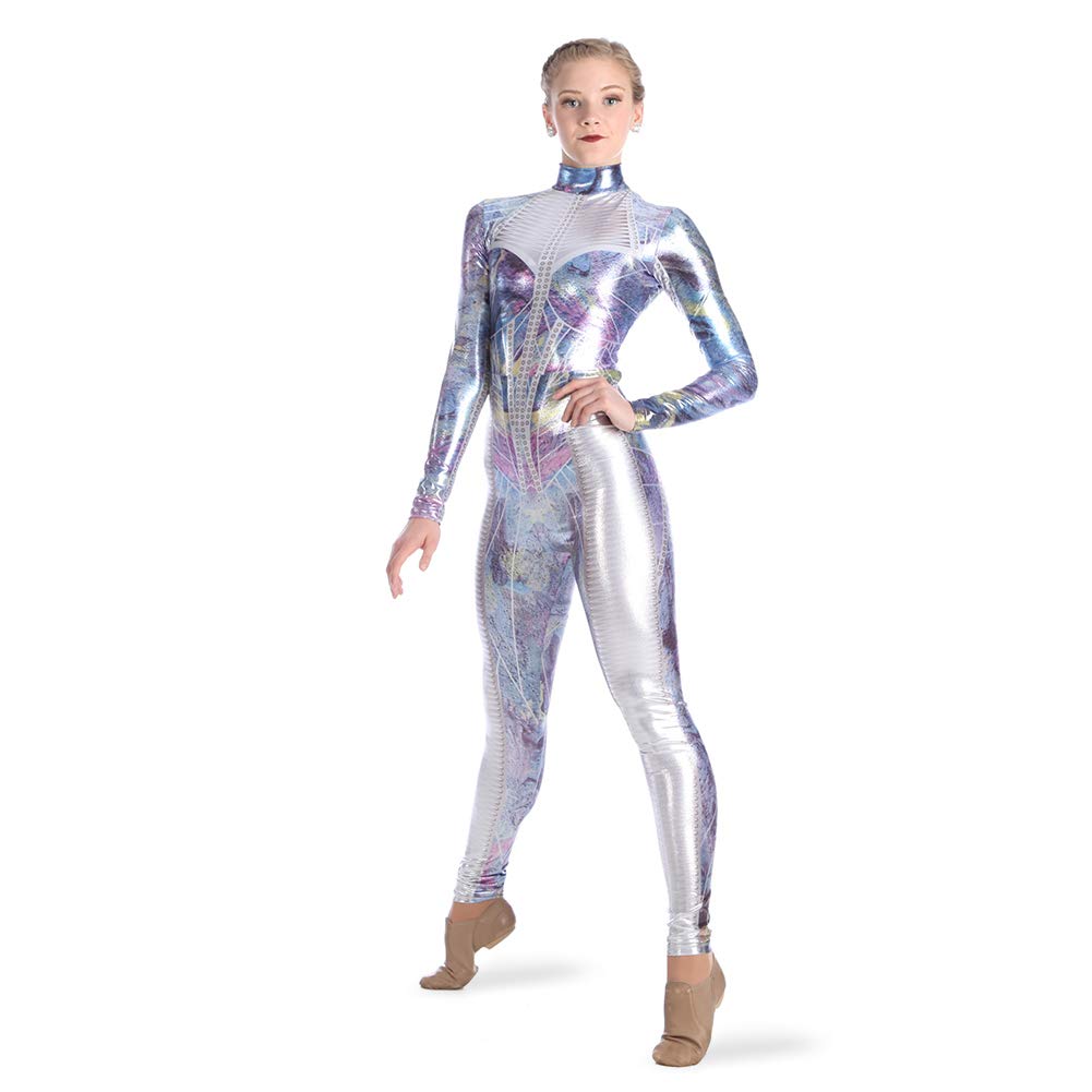 Youth Metallic Foil Galaxy Princess Dance Costume Unitard - Sparkling Leotard for Ballet, Gymnastics & Dance Performances