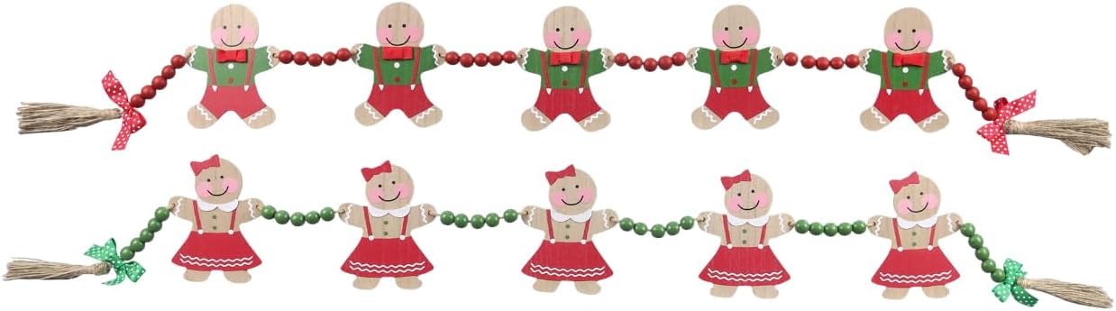 Young's Inc Wooden Cocoa & Cookies Christmas Garland - 2 Pack | Rustic Holiday Decor for Fireplace Mantel, Christmas Tree, and Home Décor