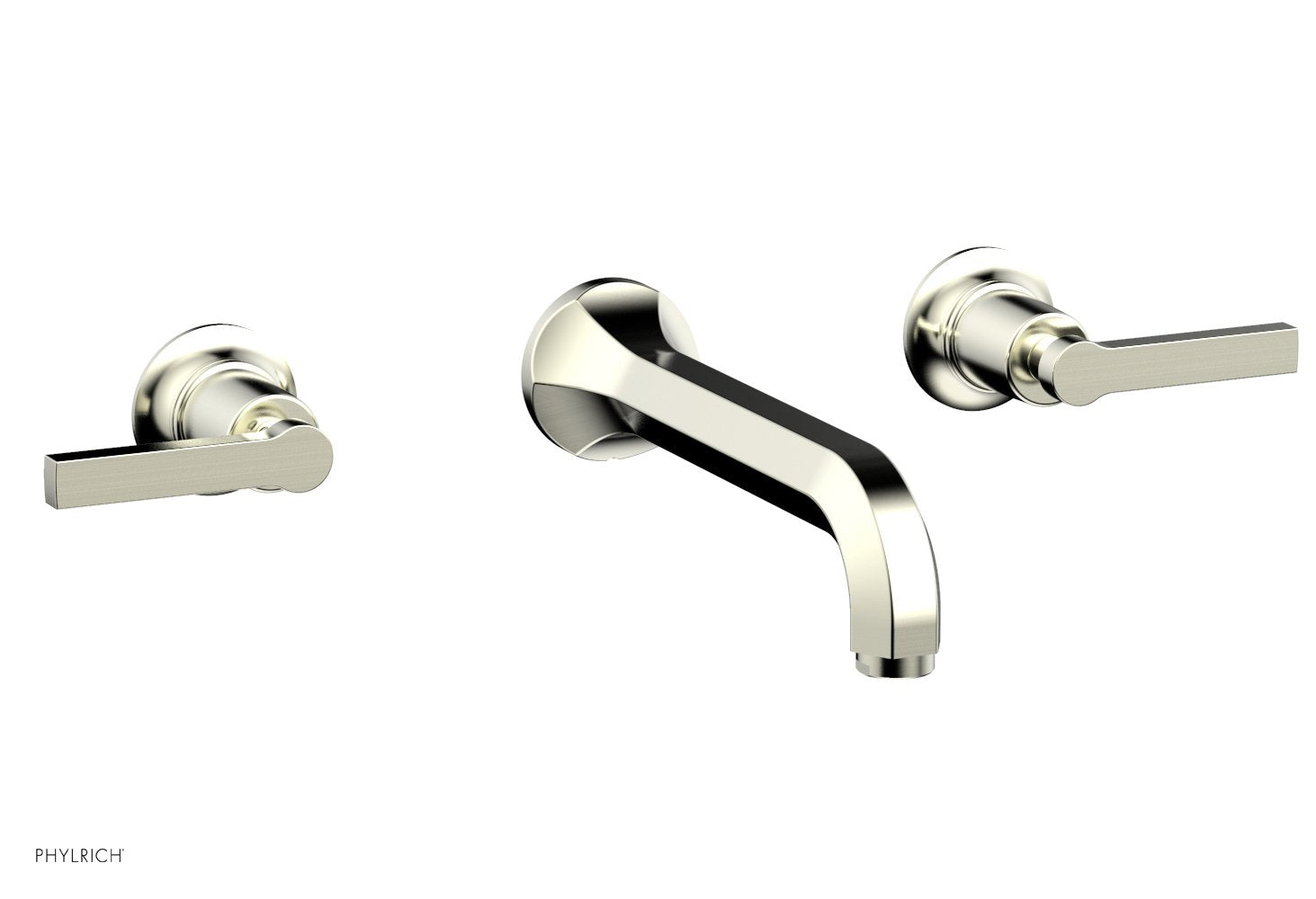 HEX MODERN Wall Mount Bathroom Faucet Set with Lever Handles - Model 501 12 - Perfect for Contemporary Home, Hotel, and Commercial Restroom Installations