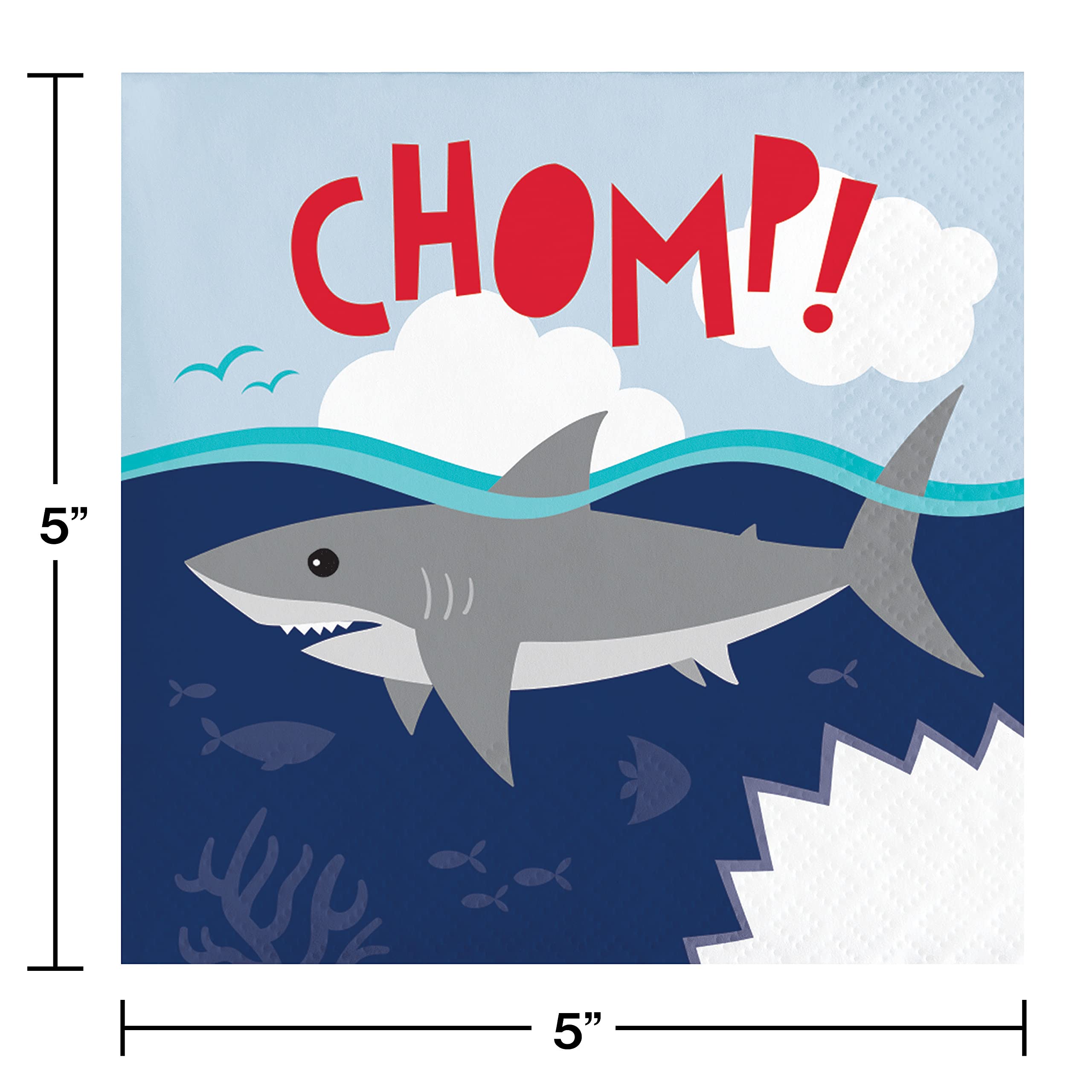 Creative Converting Shark Party Supplies - 70-Piece Set with Plates, Napkins & Balloon Decorations for Kids Birthday, Baby Shower & Ocean Theme Events