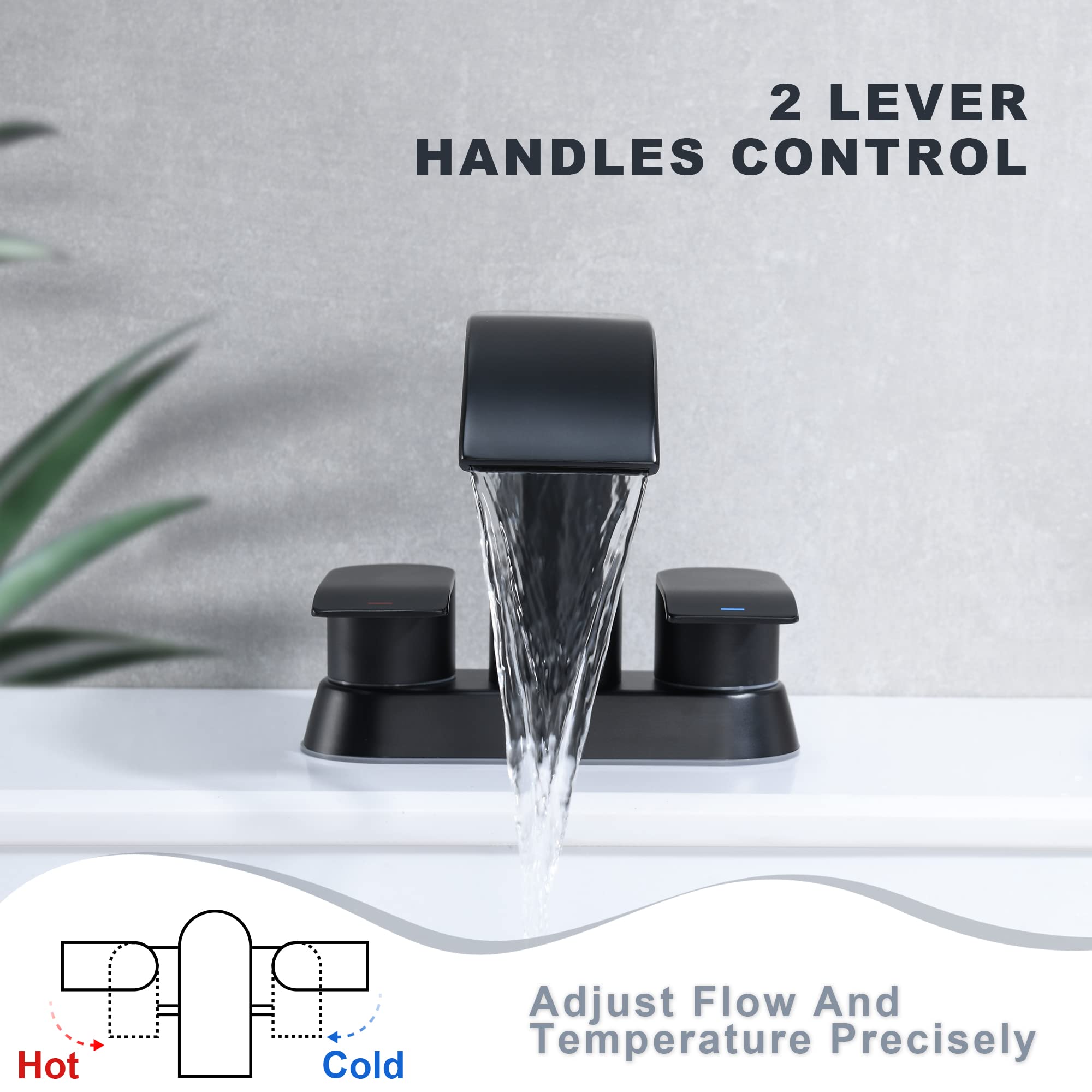 Matte Black Unicorn Bathroom Faucet with Drain Stopper - for Vanity & Basin Sink