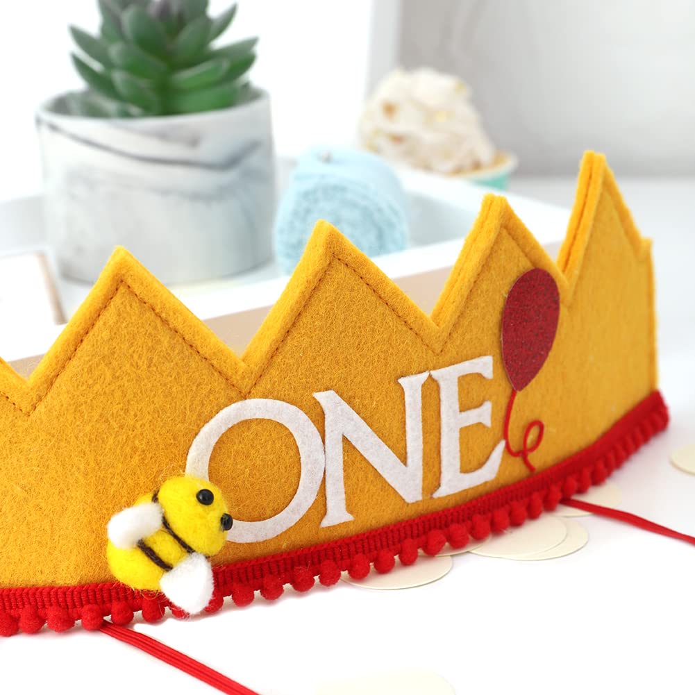 1st Birthday Bee Crown - Happy Bee Day Birthday Decorations, First Birthday Hat for Girls & Boys, Baby Shower & Birthday Party Decor