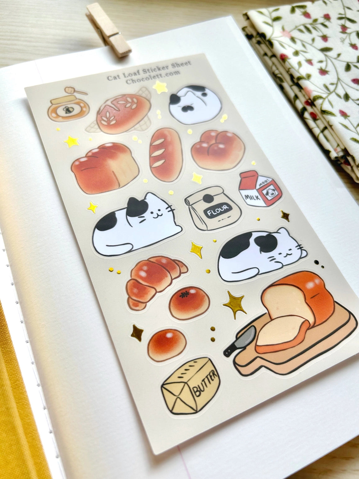 Bakery Cat Loaf Stickers - Cute Cat Bread Vinyl Decals for Laptops, Water Bottles & DIY Crafts - Perfect for Baking Enthusiasts & Cat Lovers
