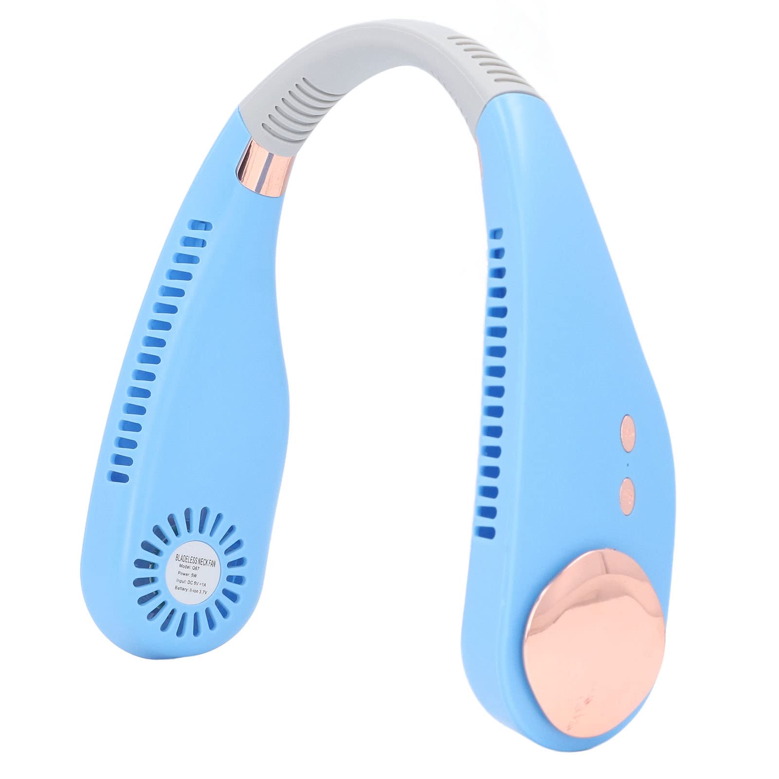 Jiawu Portable Neck Fan - Hands-Free Bladeless Personal Cooling Fan with 7 Color LED Lights, 2400mAh Rechargeable Battery, 3 Speed Settings - Wearable Fan for Men & Women - Perfect for Travel, Hiking, Outdoor Activities, Office & Home Use