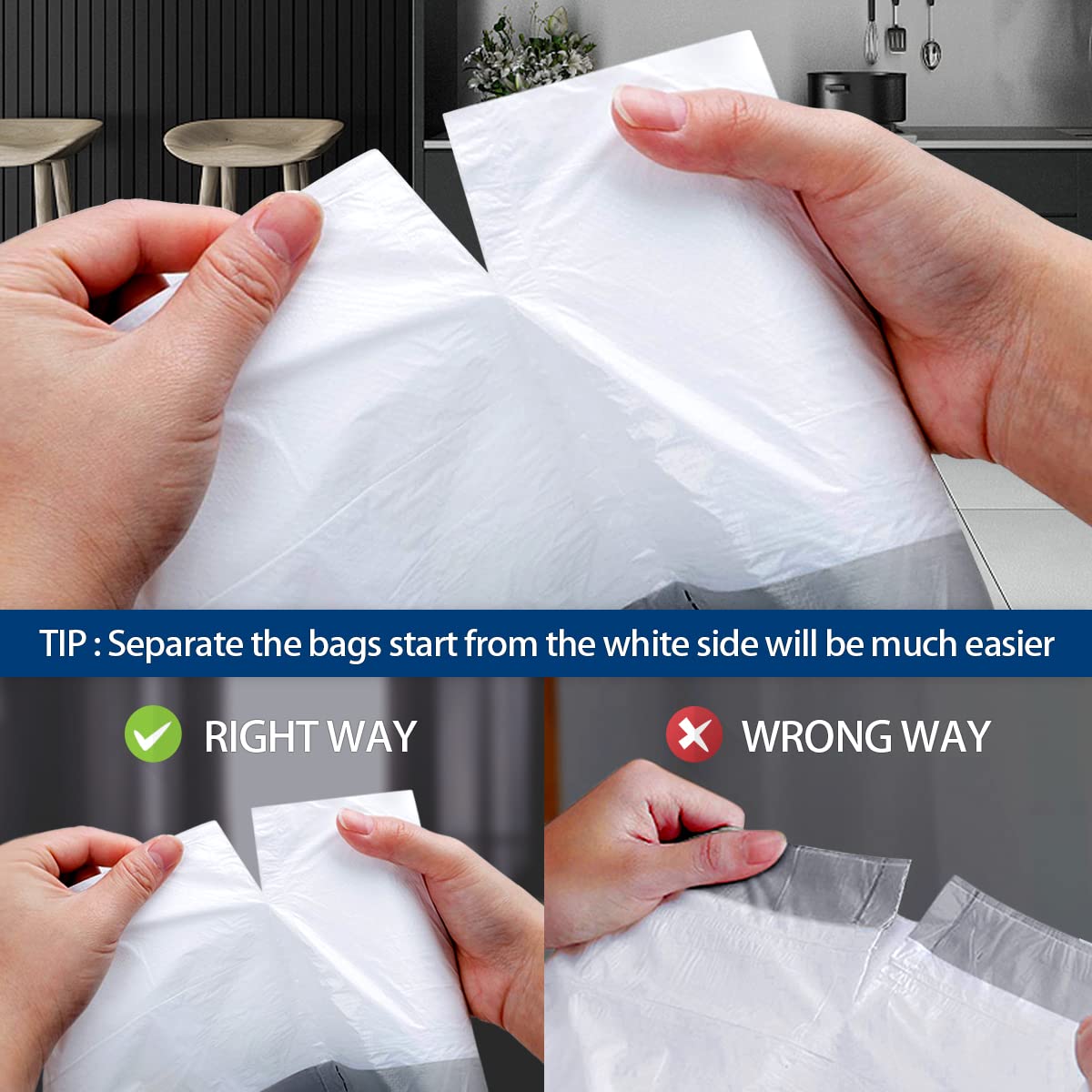 RayPard 3 Gallon 120 Counts Strong Drawstring Trash Bags - Small Garbage Can Liners for Home, Office, Kitchen, Bathroom & Bedroom - White Waste Basket Bags for Easy Disposal & Odor Control