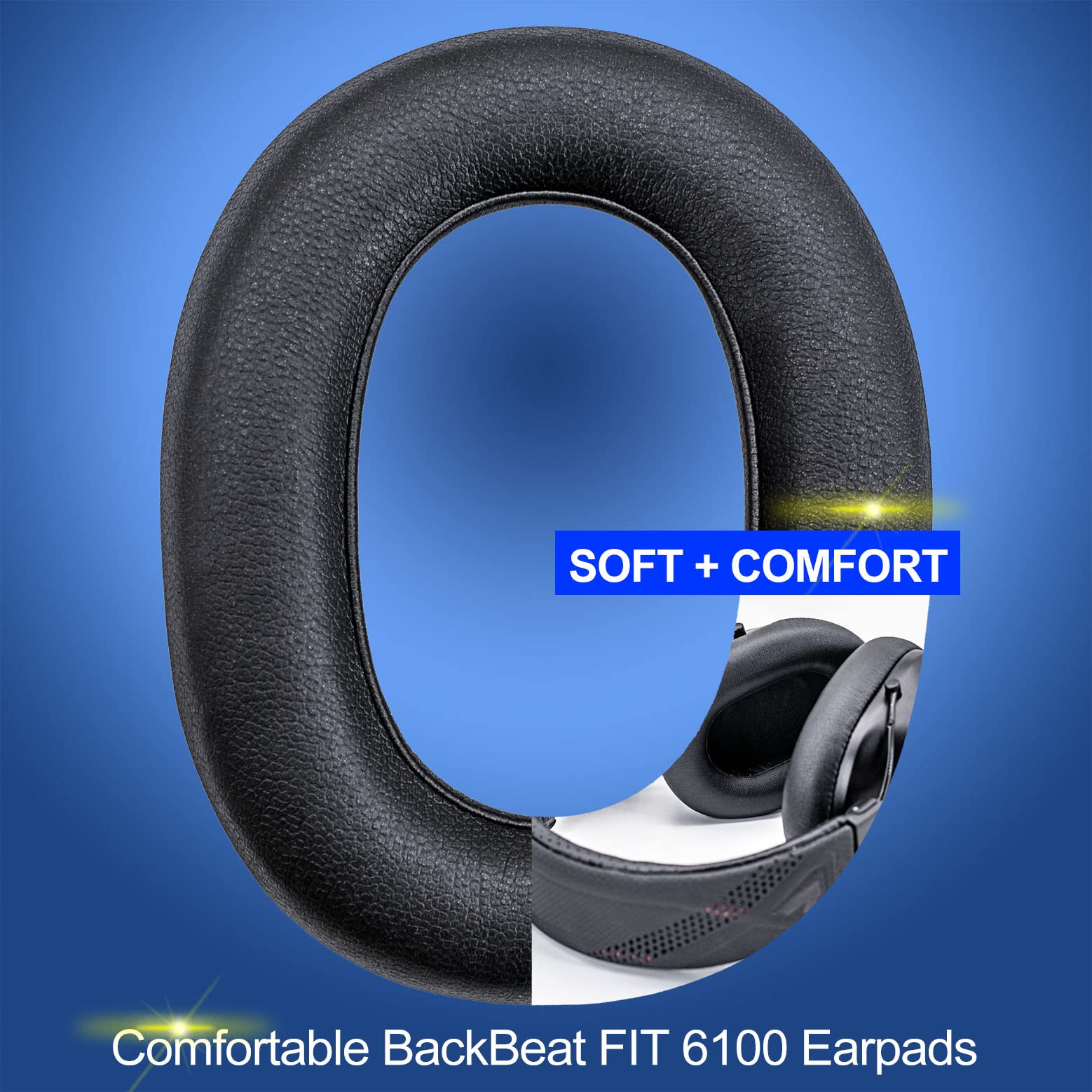 BackBeat FIT 6100 Replacement Earpads - Premium Protein Leather Ear Cushions & Ear Cups for Wireless Headphones | Perfect for Workouts, Running & Travel | Compatible with BackBeat FIT6100 by JESSVIT