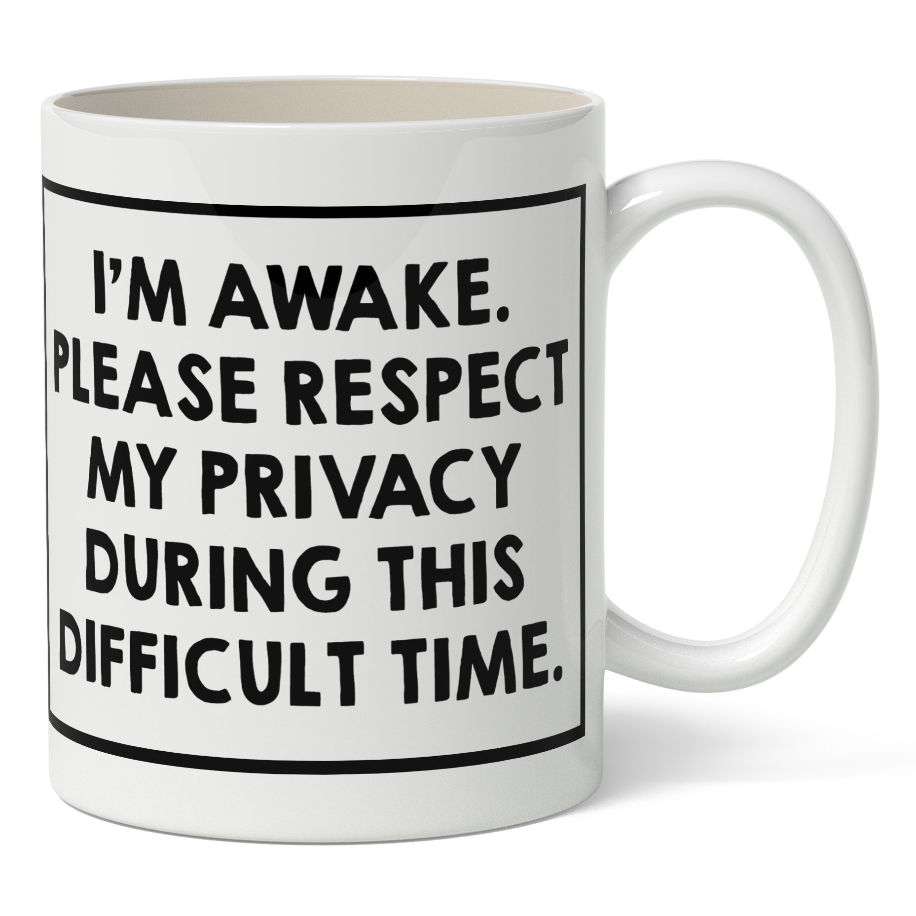 Funny 'I'm Awake Please Respect My Privacy' Coffee Mug - Perfect Gift for Office Workers & Introverts - Great for Morning Coffee, Office Use & Privacy Lovers