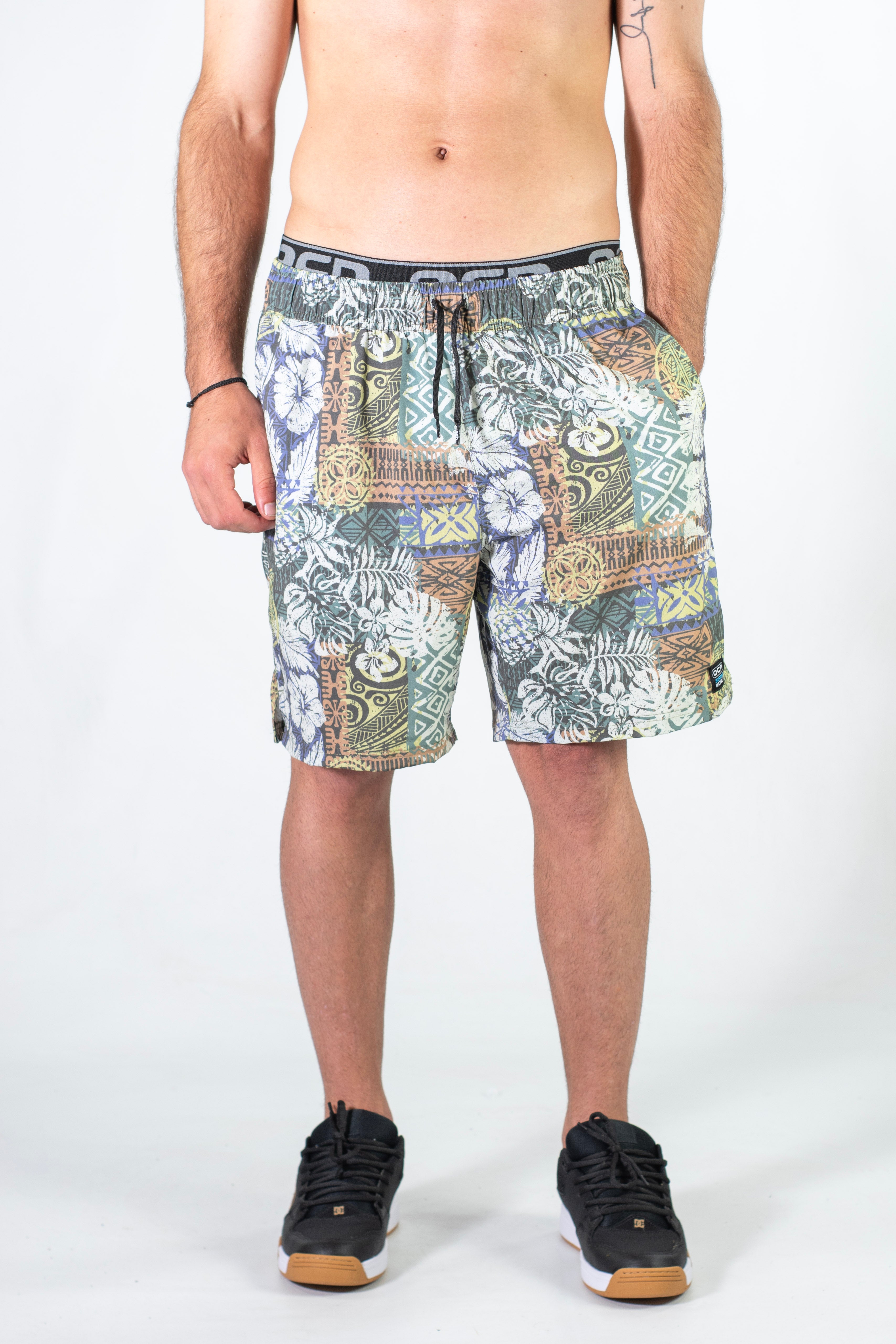 Short De Baño Ocn H TDB Arrecife ST 18 Hawai Amarillo - Stylish Hawaiian Print Swim Trunks for Men - Perfect for Beach Vacations, Pool Parties & Summer Getaways