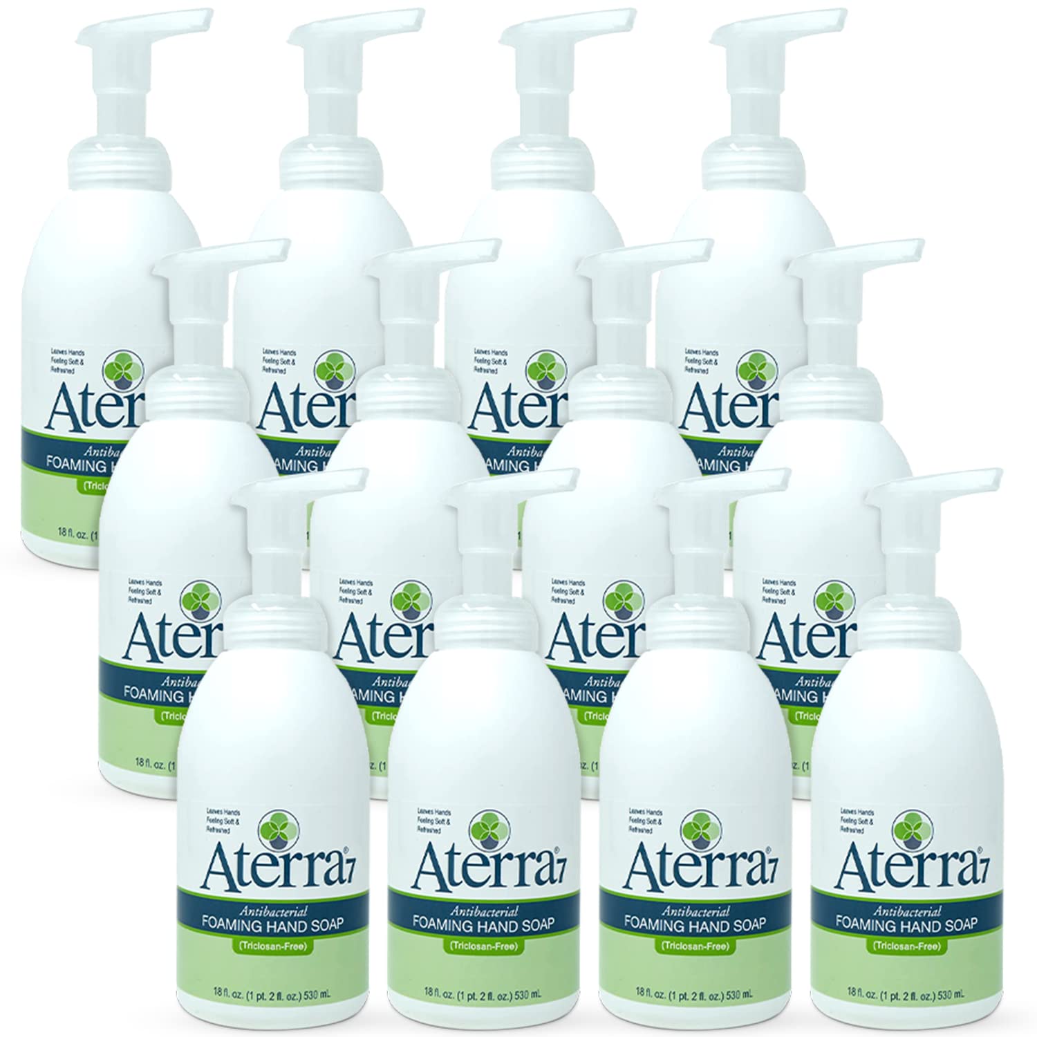 Aterra7 Foaming Hand Soap Refill - 18 oz (12 Pack) | Gentle Moisturizing Formula for Kitchen, Bathroom & Office | Eco-Friendly Hand Wash Bulk Supply
