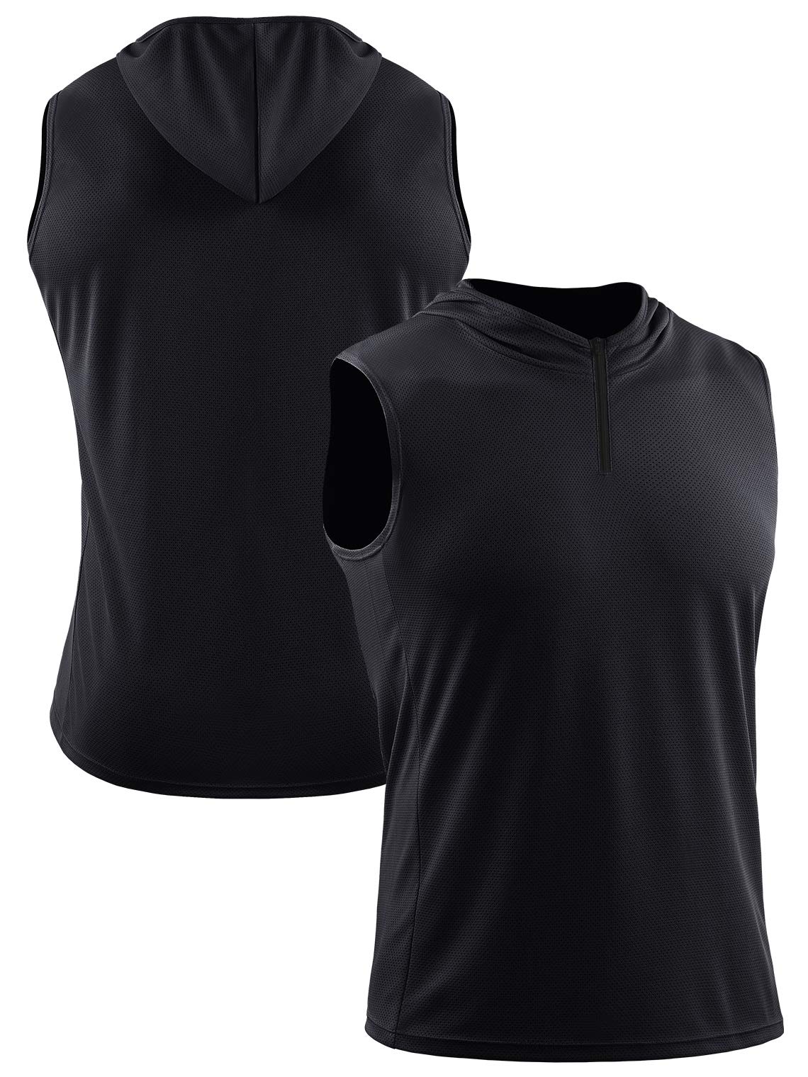 Neleus Men's Running Tank Tops 3 Pack - Breathable Sleeveless Workout Shirts with Hoods for Gym, Jogging & Outdoor Sports | Moisture-Wicking Athletic Tops for Men