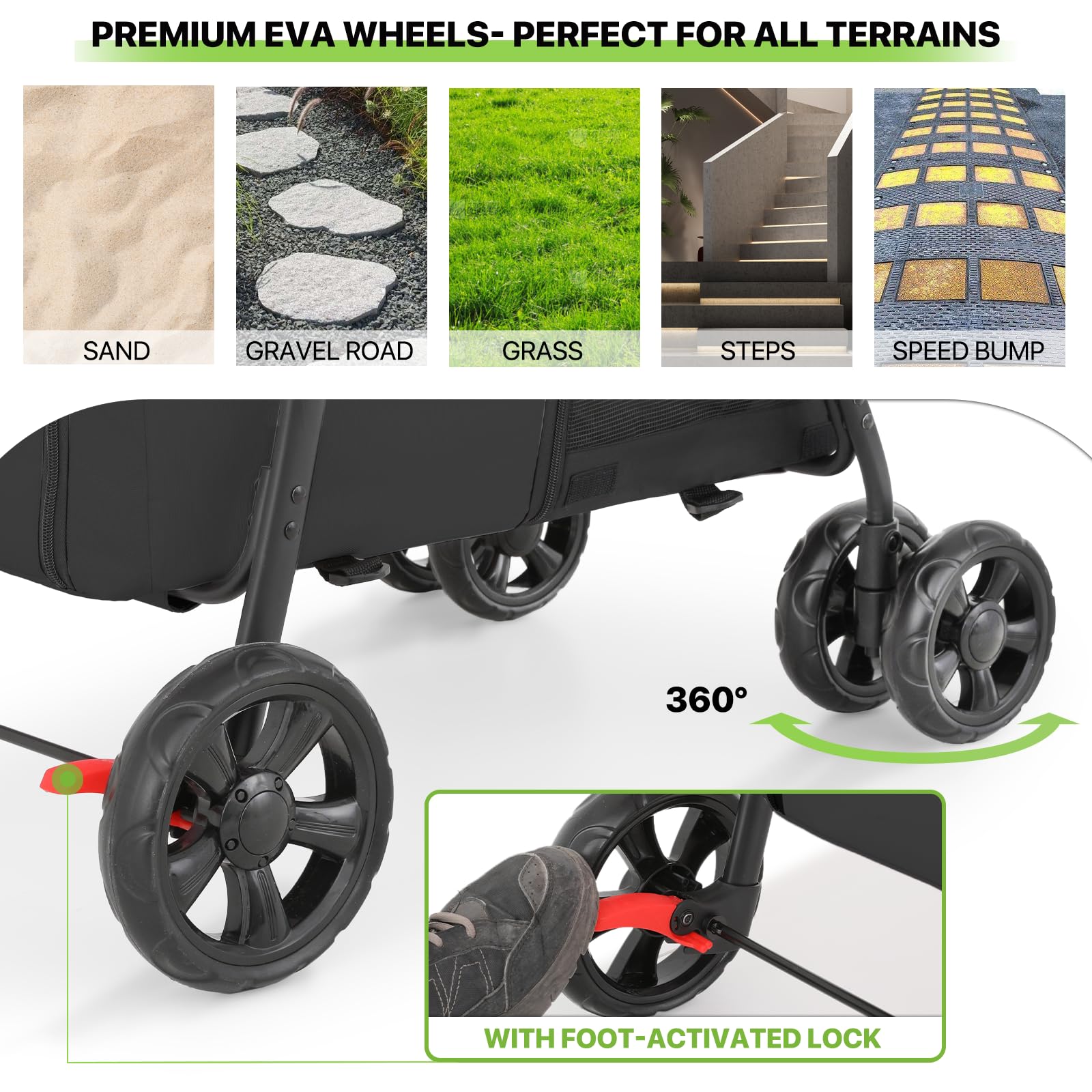 **Magshion Double Dog Stroller with 2 Detachable Carrier Bags - 4-Wheel Folding Pet Travel Cart for Small & Medium Dogs & Cats - Includes Storage Pocket - Black/Gray - Perfect for Park Walks, Vet Visits & Shopping Trips**