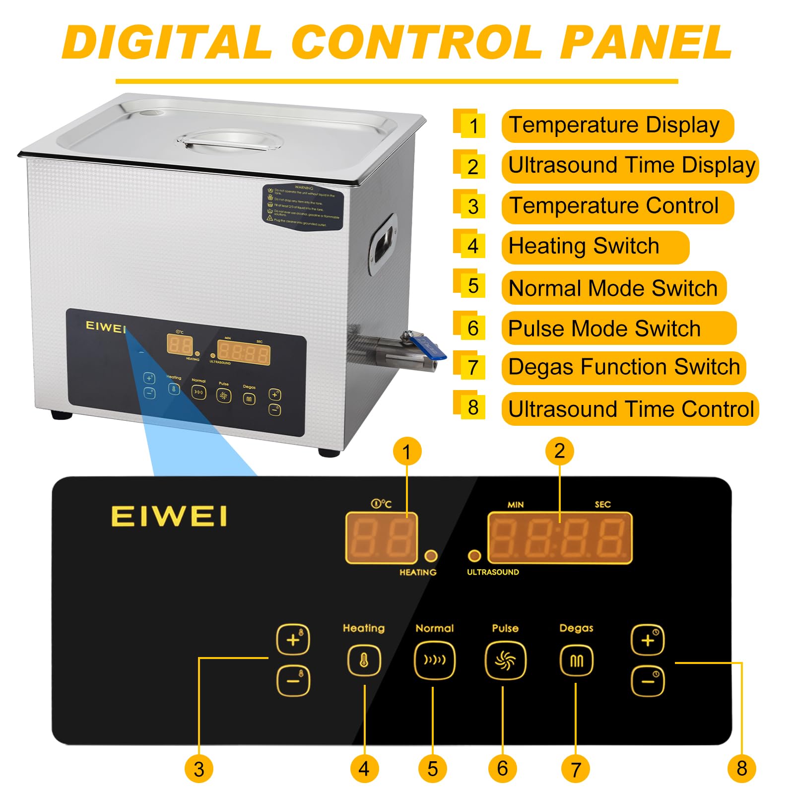 10L Professional Ultrasonic Cleaner with Heater & Timer - Dual Frequency Digital Stainless Steel Cleaning Machine for Jewelry, Glasses, Dentures, Carburetors, Circuit Boards & Small Parts - Perfect for Home, Lab & Industrial Use