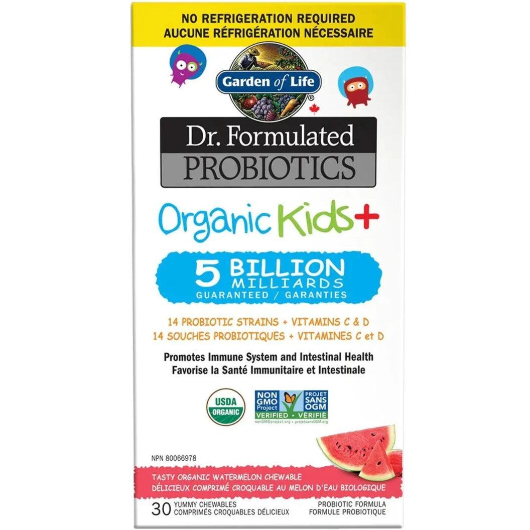 Garden of Life Dr. Formulated Organic Kids Probiotics - 5 Billion CFU, Shelf-Stable Watermelon Flavor, 30 Chewable Tablets | Supports Digestive Health & Immune System for Children