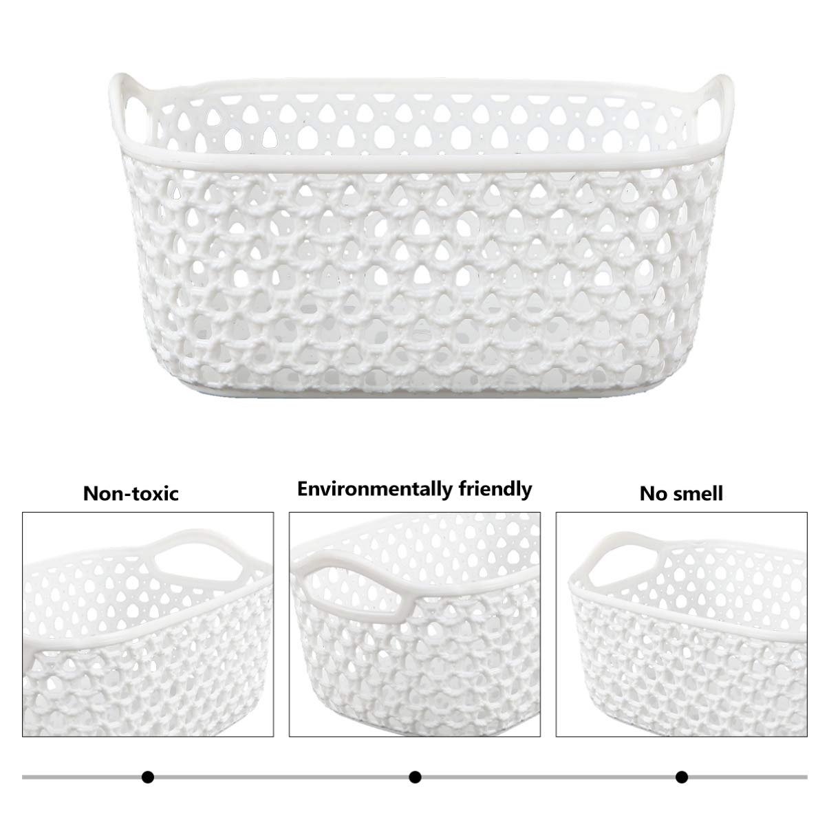 5-Piece Plastic Storage Baskets Set - Desktop & Home Organization for Kitchen, Bathroom, Clothes | Space-Saving Multipurpose Storage Containers for Office, Bedroom, and Dorm Room Organization