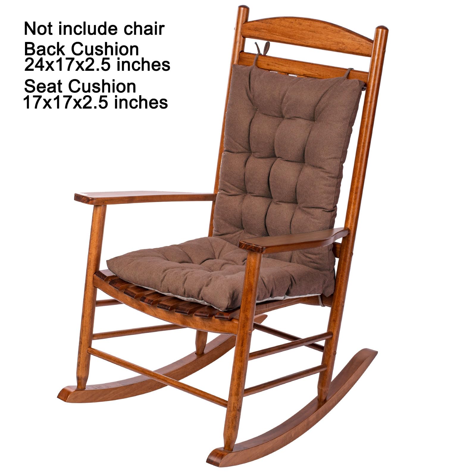 POMIU Rocking Chair Cushion Set - Comfortable Seat & Back Cushions for Office, Dining, and Kitchen Chairs - Dark Coffee - Perfect for Home, Office, and Relaxation Spaces