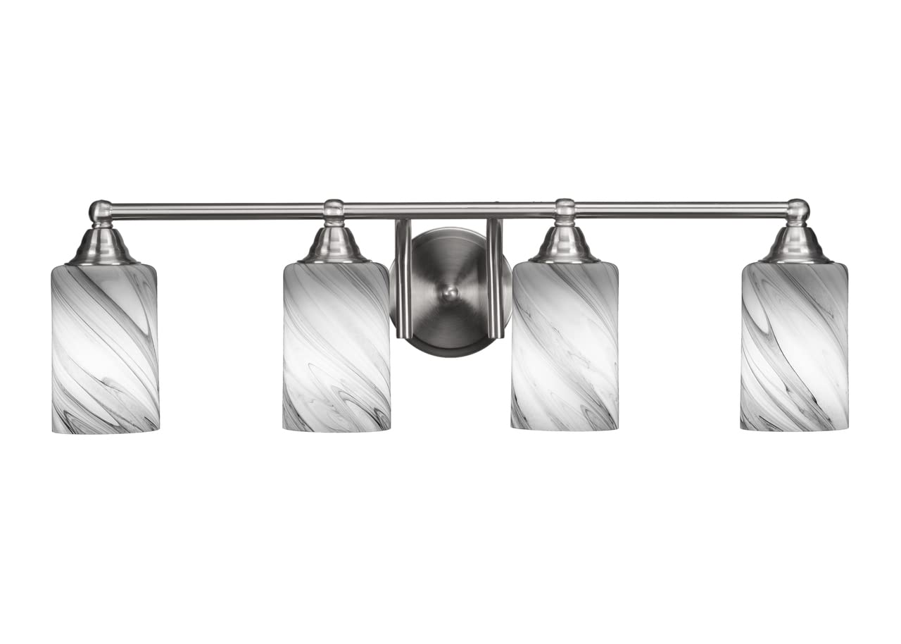 Toltec Lighting Paramount 4-Light Bathroom Vanity Light Bar in Brushed Nickel - Modern Bathroom Lighting Fixture for Vanity Mirror (3424-BN-3009) | Perfect for Bathroom, Powder Room, and Dressing Area Lighting
