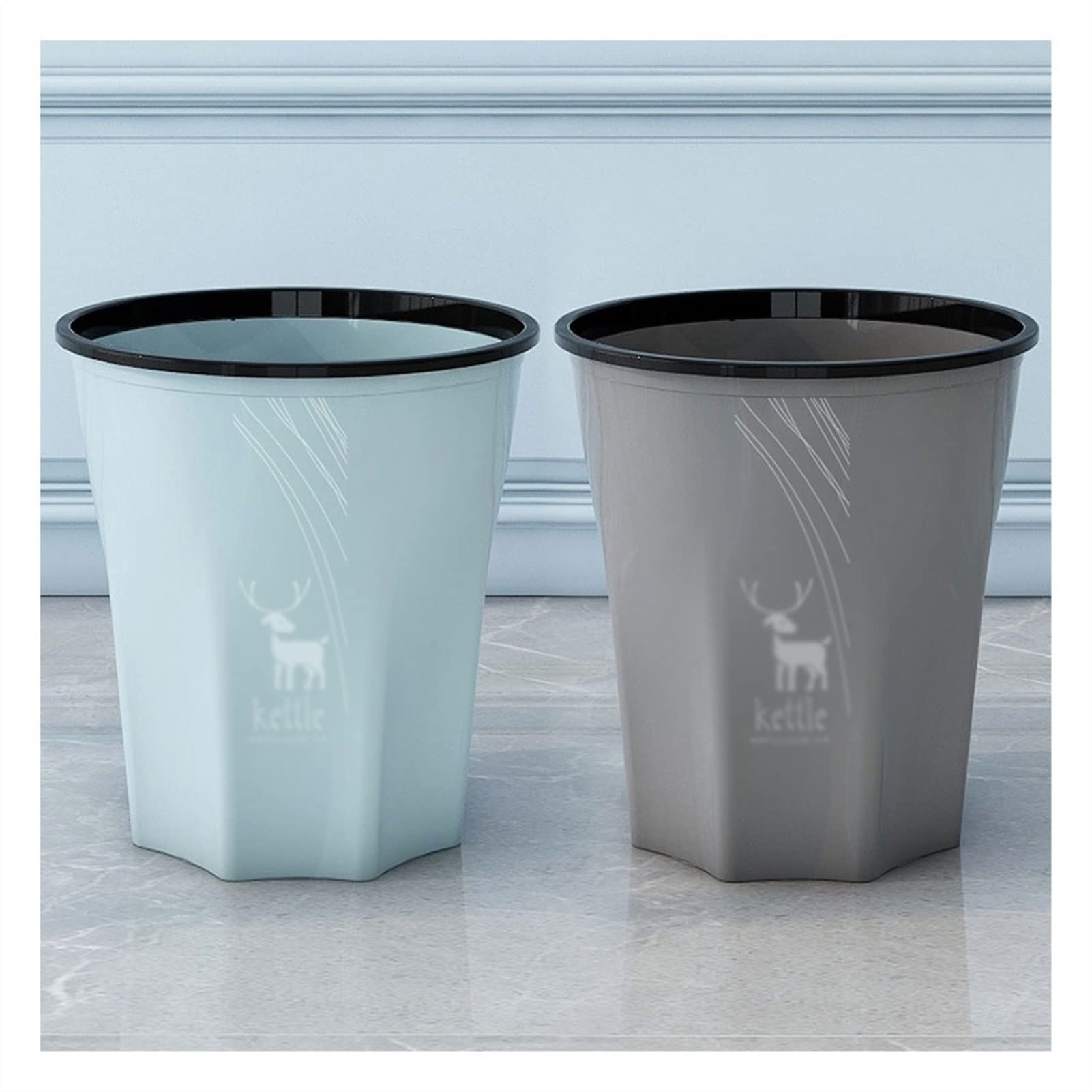 Stainless Steel Lidless Trash Can - Large Capacity Kitchen, Office, Living Room, Bedroom Garbage Bin - Easy to Clean & Durable for Home Use (Color: Black) - Perfect for Waste Disposal in Kitchen, Bathroom & Office Spaces