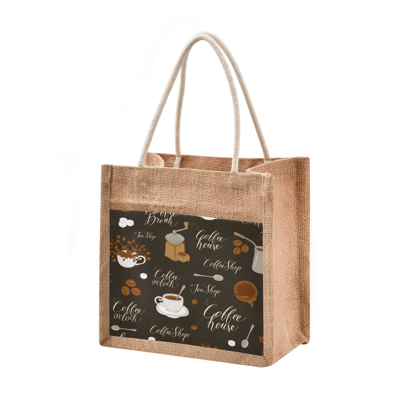 Eco-Friendly Jute Tote Bag - Waterproof Burlap Straw Grocery Shopping Bag for Coffee, Beach & Travel | Reusable & Durable for Daily Use, Market Trips & Picnics