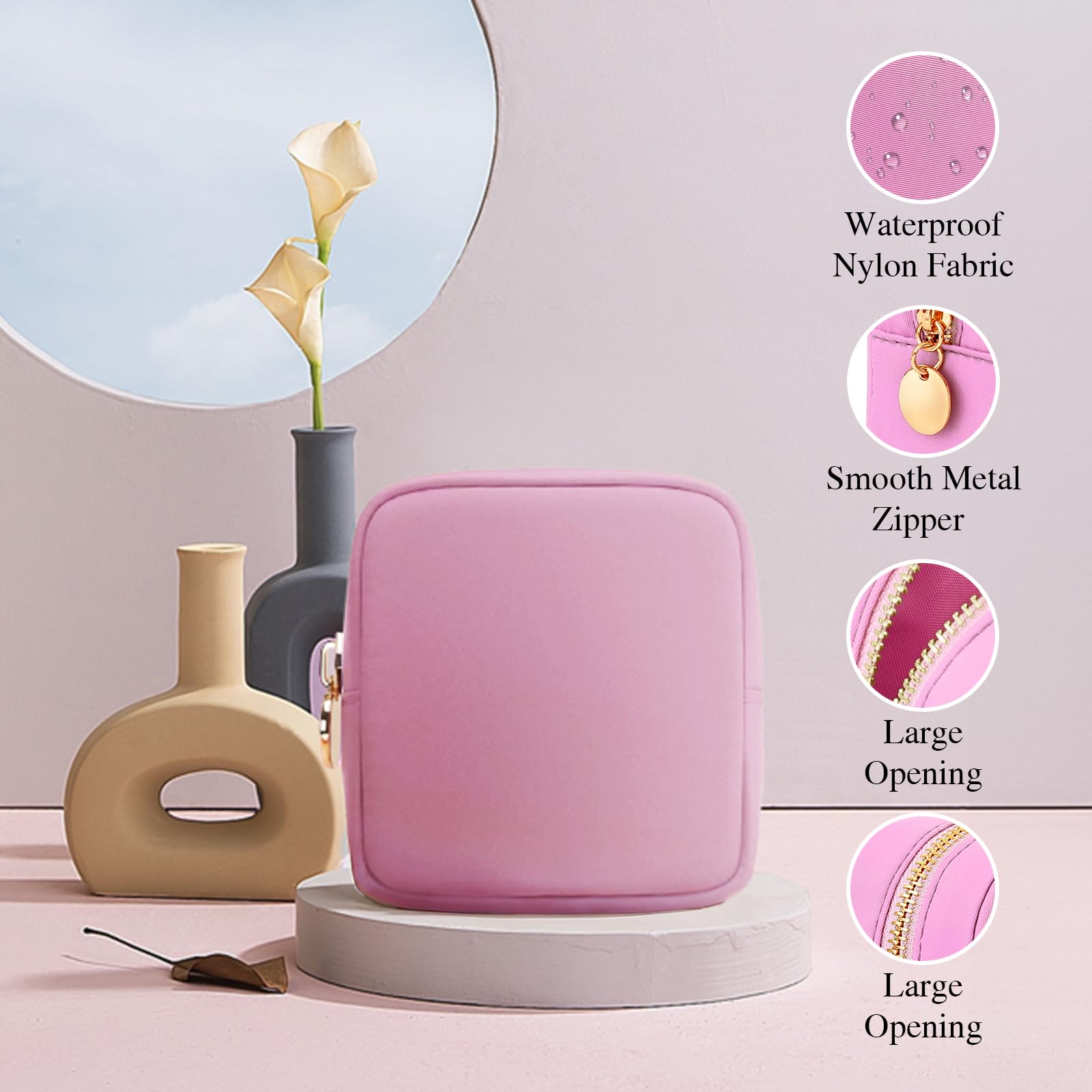 Mini Makeup Bag for Women - Travel Cosmetic Pouch, Purse Essentials for Girls (Perfect for Travel & Daily Use)