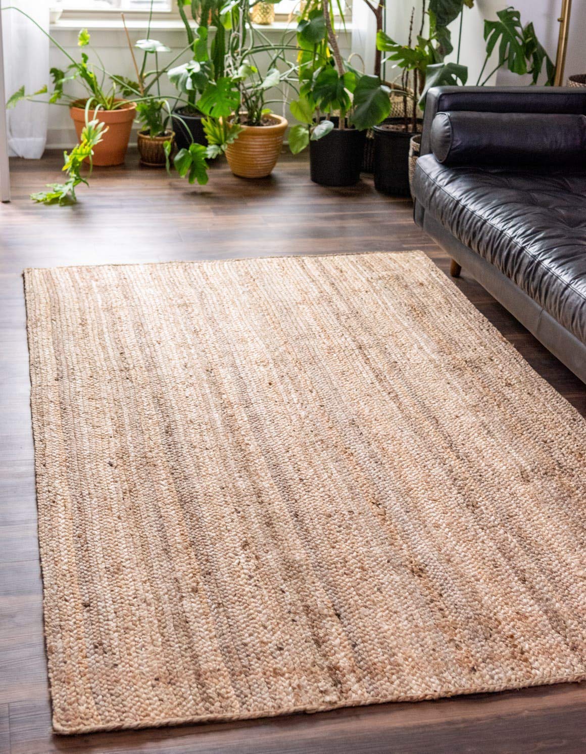 Handwoven Jute Area Rug - Natural Beige Farmhouse Style Braided Rectangle Rug 3x6 Feet for Living Room, Bedroom & Kitchen | Eco-Friendly Floor Mat for Cozy Home Decor