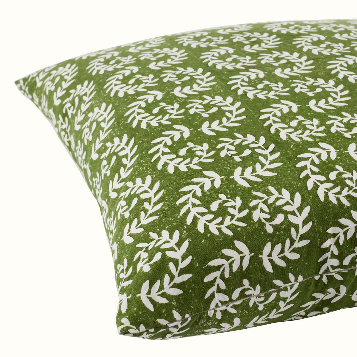 Handmade Block Printed Ashdown Cushion Cover - Khaki Cotton Home Decor for Sofa, Bed & Living Room