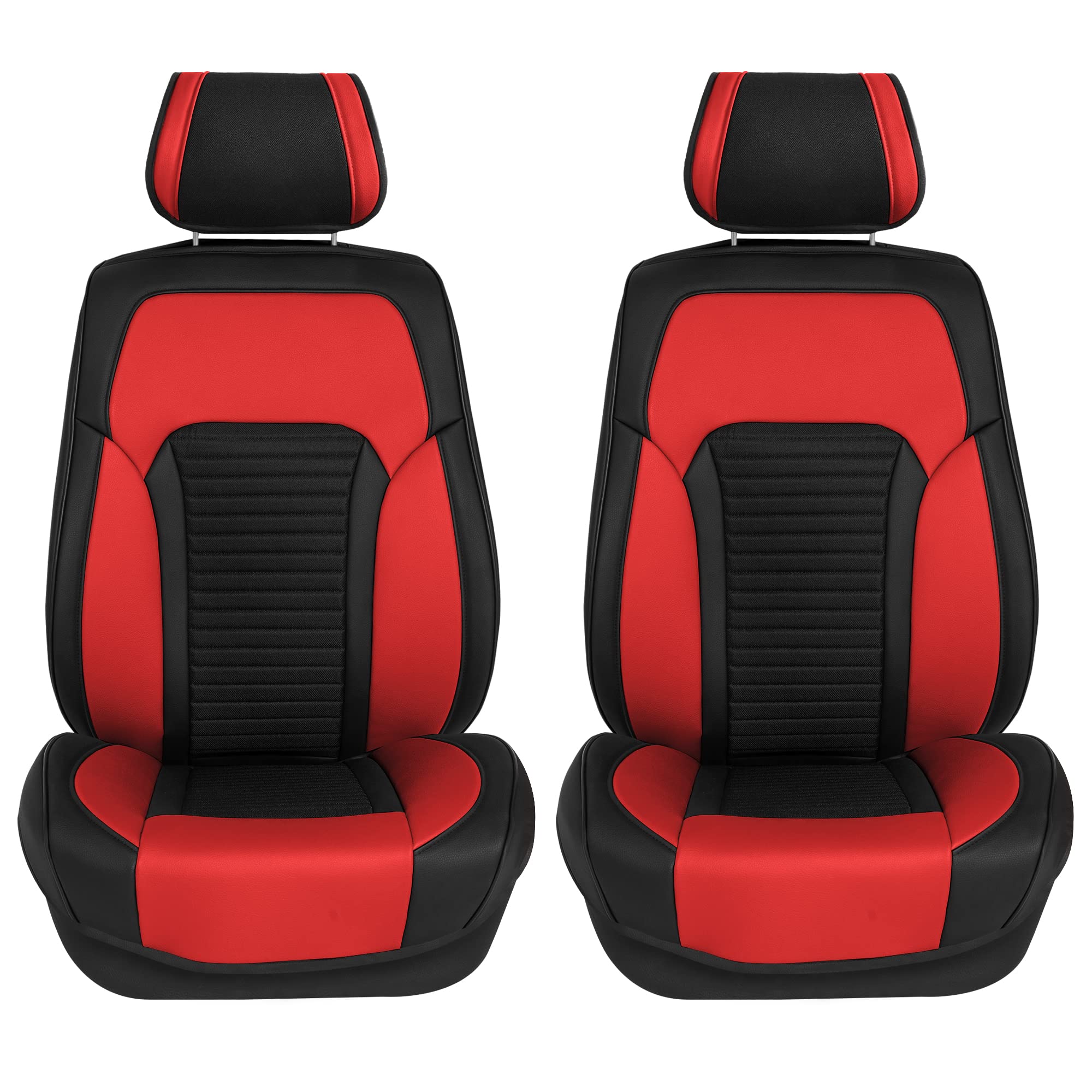 Premium Faux Leather Car Seat Covers - Universal Fit Low Back Design for Sedans & SUVs | Airbag Compatible | Red Color | Perfect for Commuting, Road Trips & Car Interior Protection
