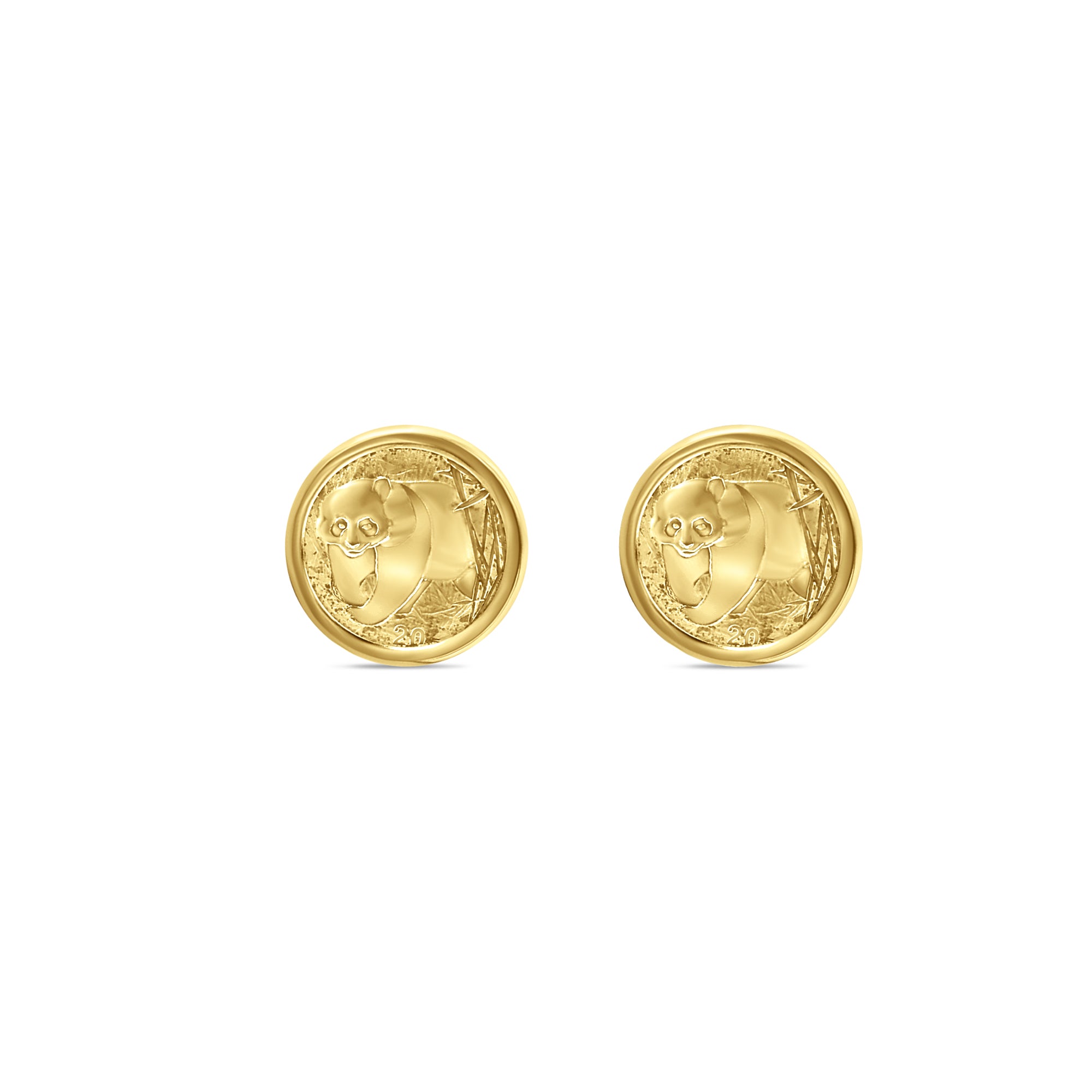 1/20 oz 14K Yellow Gold Panda Coin Cufflinks - Polished Bezel Frame - Perfect for Weddings, Gifts & Formal Occasions