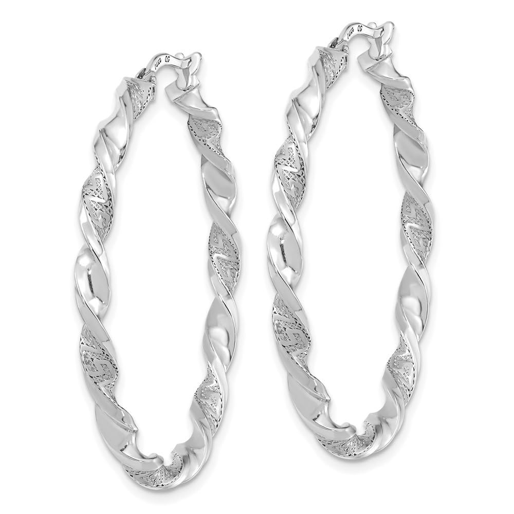 14K Gold Twisted Hoop Earrings for Women - Polished & Textured Design - Elegant Everyday & Party Jewelry Gift